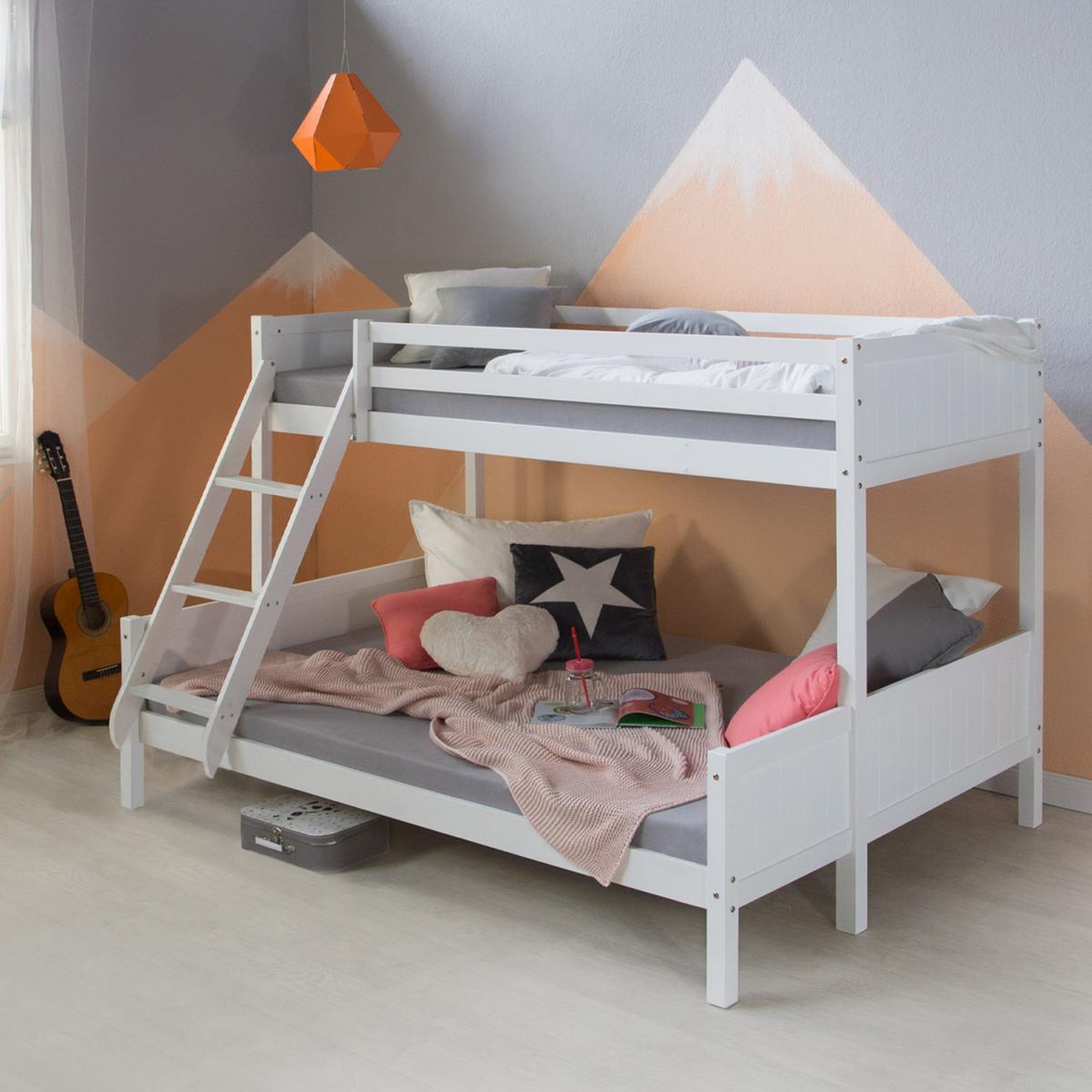Voir la diapositive 4 : HomeStyle4U Lits superposes 90x200 et140x200 blanc