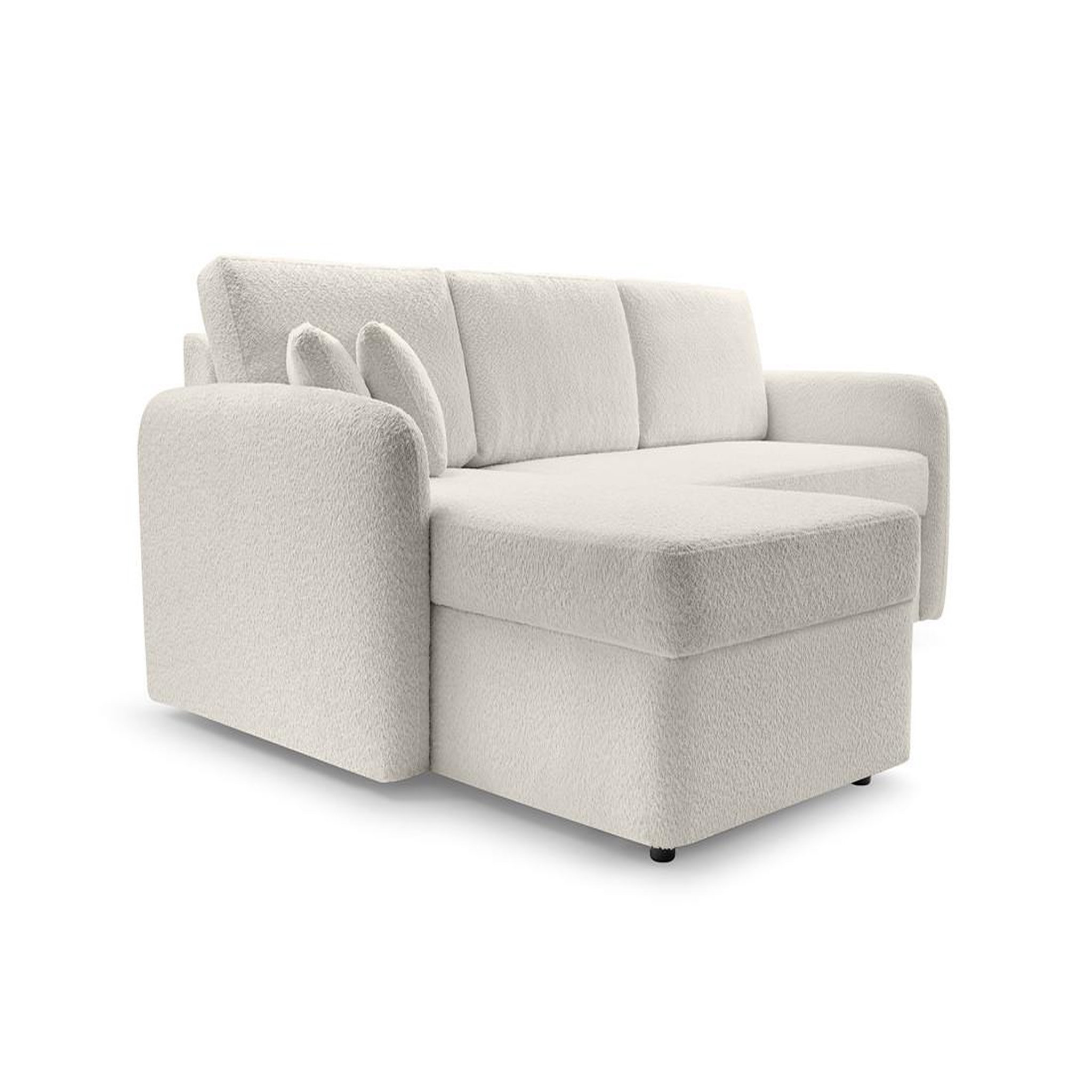 Voir la diapositive 5 : BEST MOBILIER Pocatello - canapé d'angle réversible 4 places - convertible avec coffre - en tissu bouclette