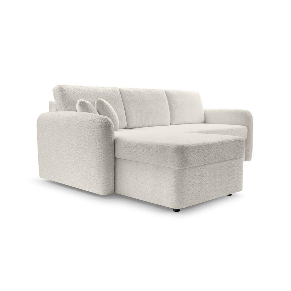 BEST MOBILIER Pocatello - canapé d'angle réversible 4 places - convertible avec coffre - en tissu bouclette