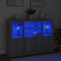 Voir la diapositive 3 : VIDAXL Buffets avec lumieres LED 3 pcs sonoma gris bois d'ingenierie
