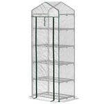 OUTSUNNY Serre de jardin balcon 5 étagères porte zippée 69 x 49 x 193 cm acier thermolaqué bâche PE blanc