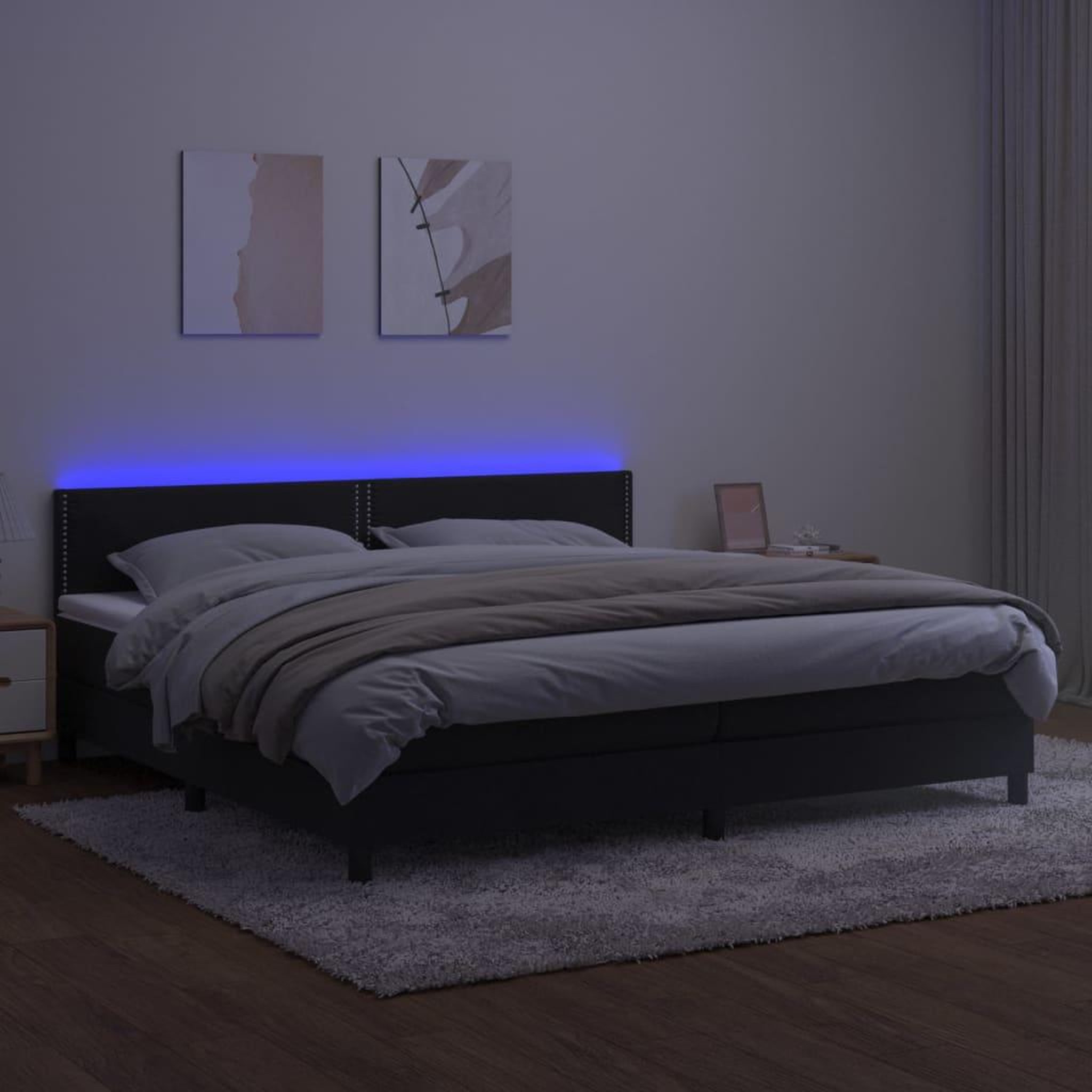 Voir la diapositive 3 : VIDAXL Sommier a lattes de lit avec matelas et LED Noir 200x200 cm