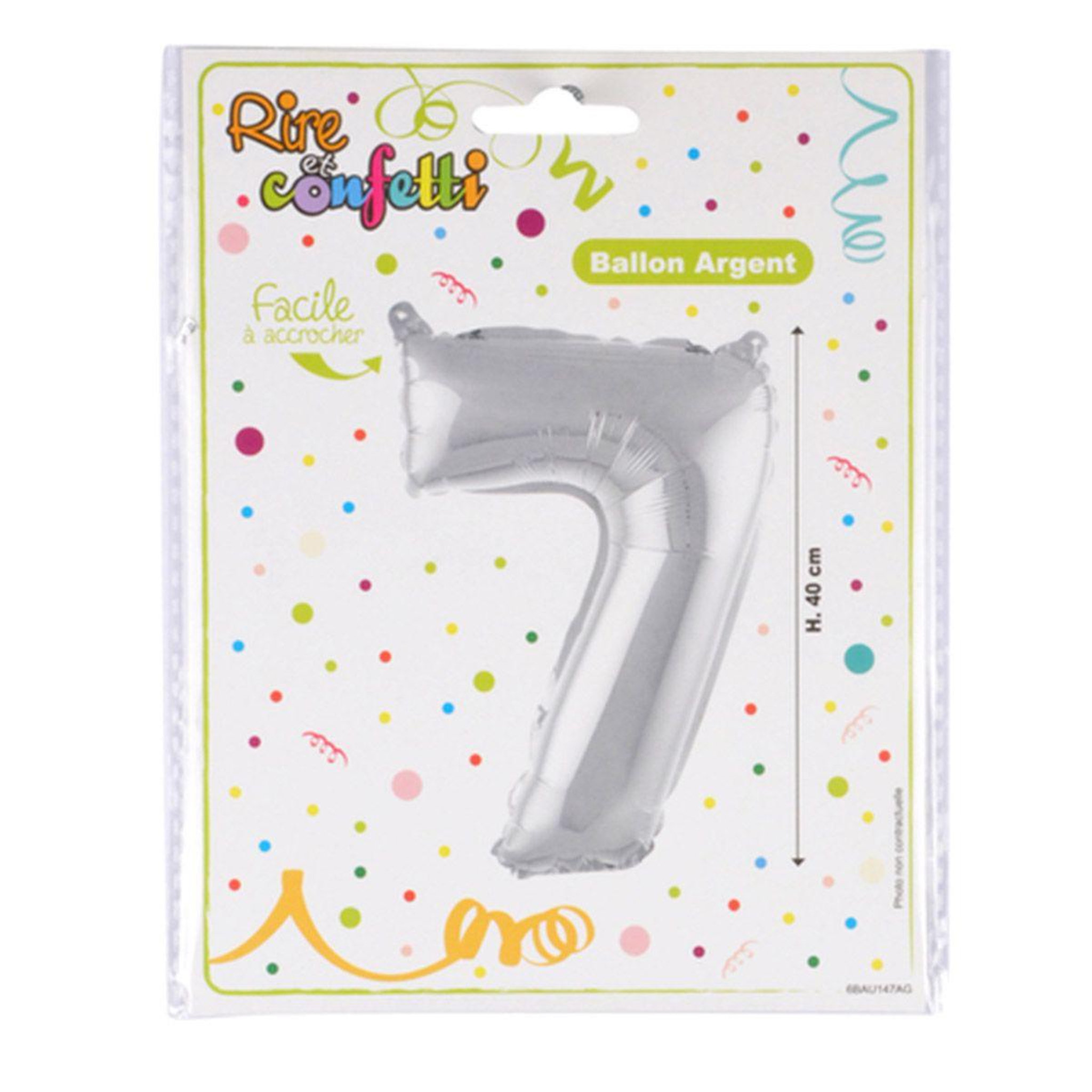 Voir la diapositive 2 : HOMEA Ballon gonflable métallisé  chiffre 7  40cm argent