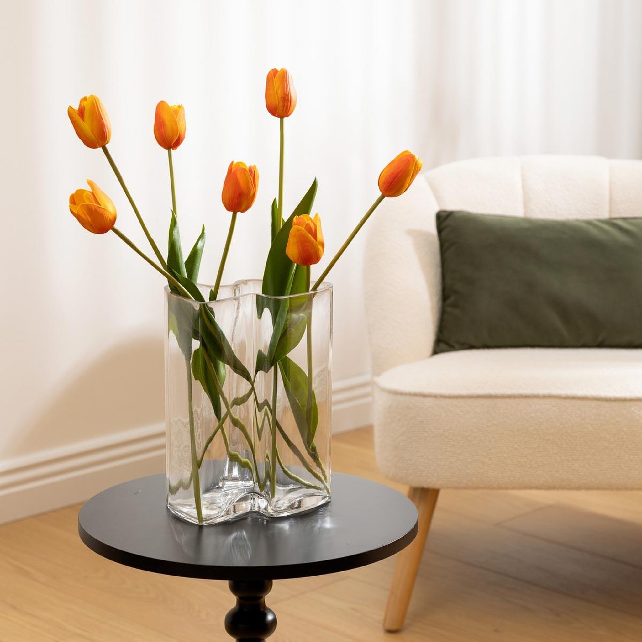 Voir la diapositive 4 : ATMOSPHERA Vase vague en verre  kade  25cm transparent