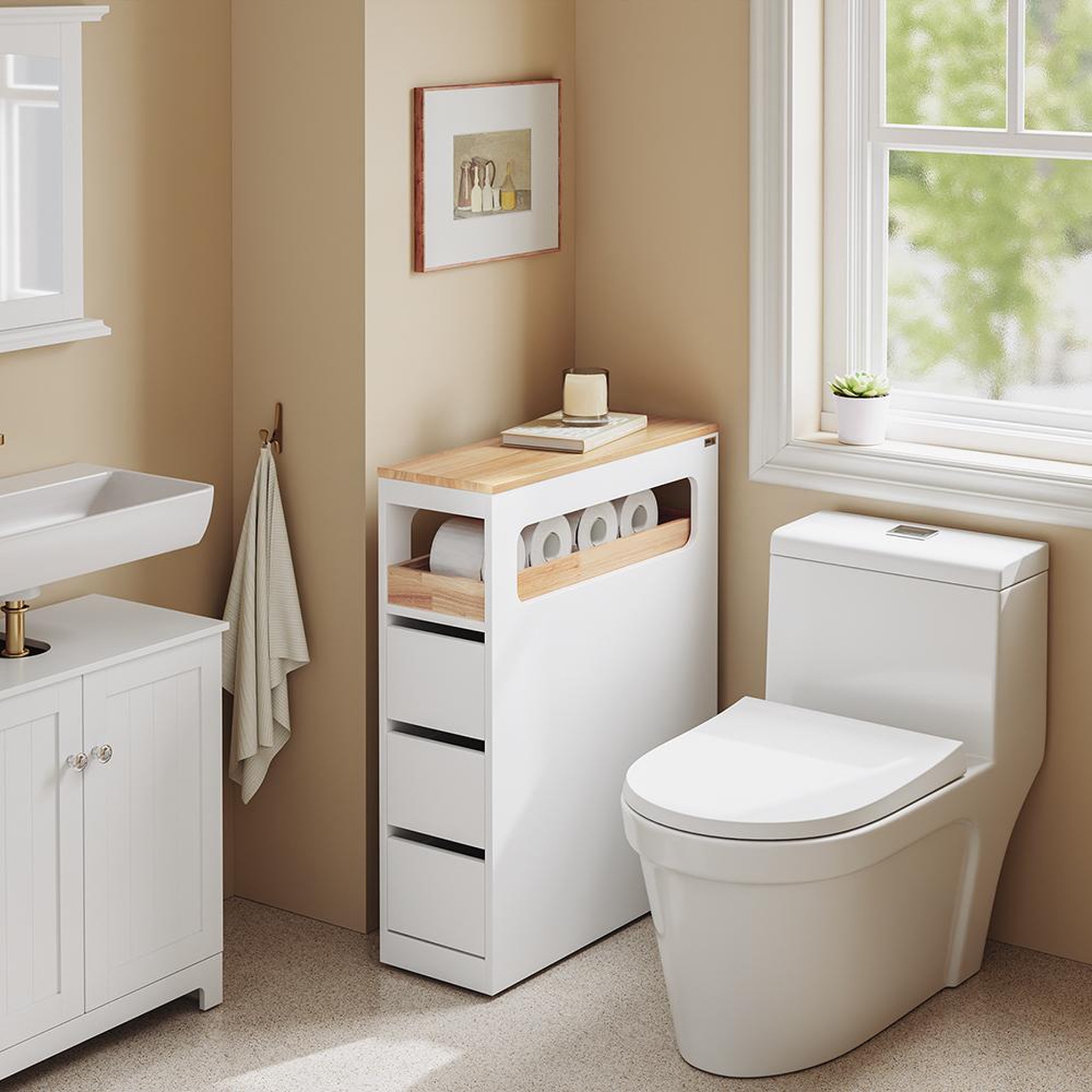 Voir la diapositive 4 : SOBUY SoBuy - Meuble bas de salle de bain à 4 tiroirs - Nordique - BZR54-II