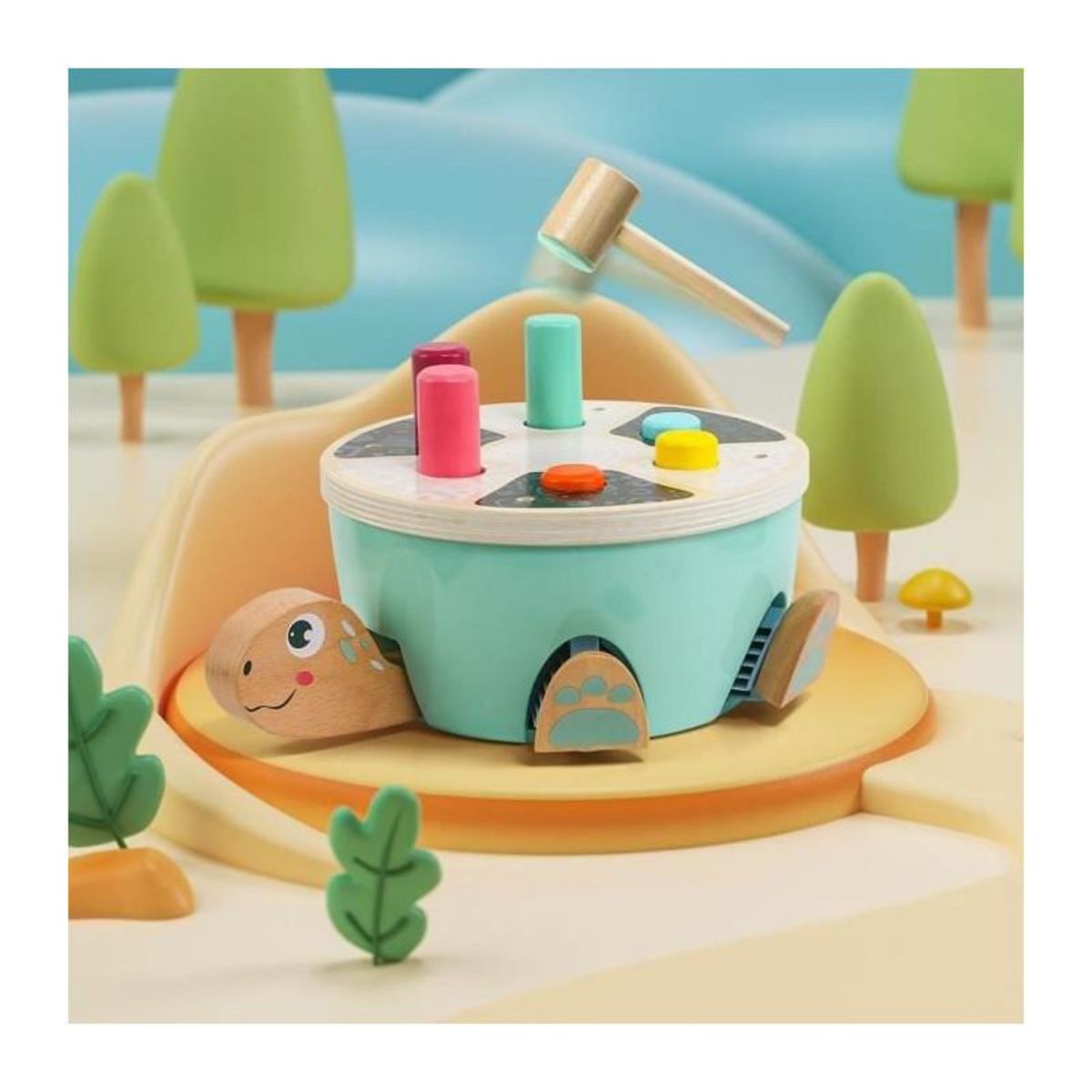 TOPBRIGHT Jeu de Tape-Tape Tortue - TOP BRIGHT - Bâtons Colorés - Marteau en Bois - Pattes - Tete - Queue