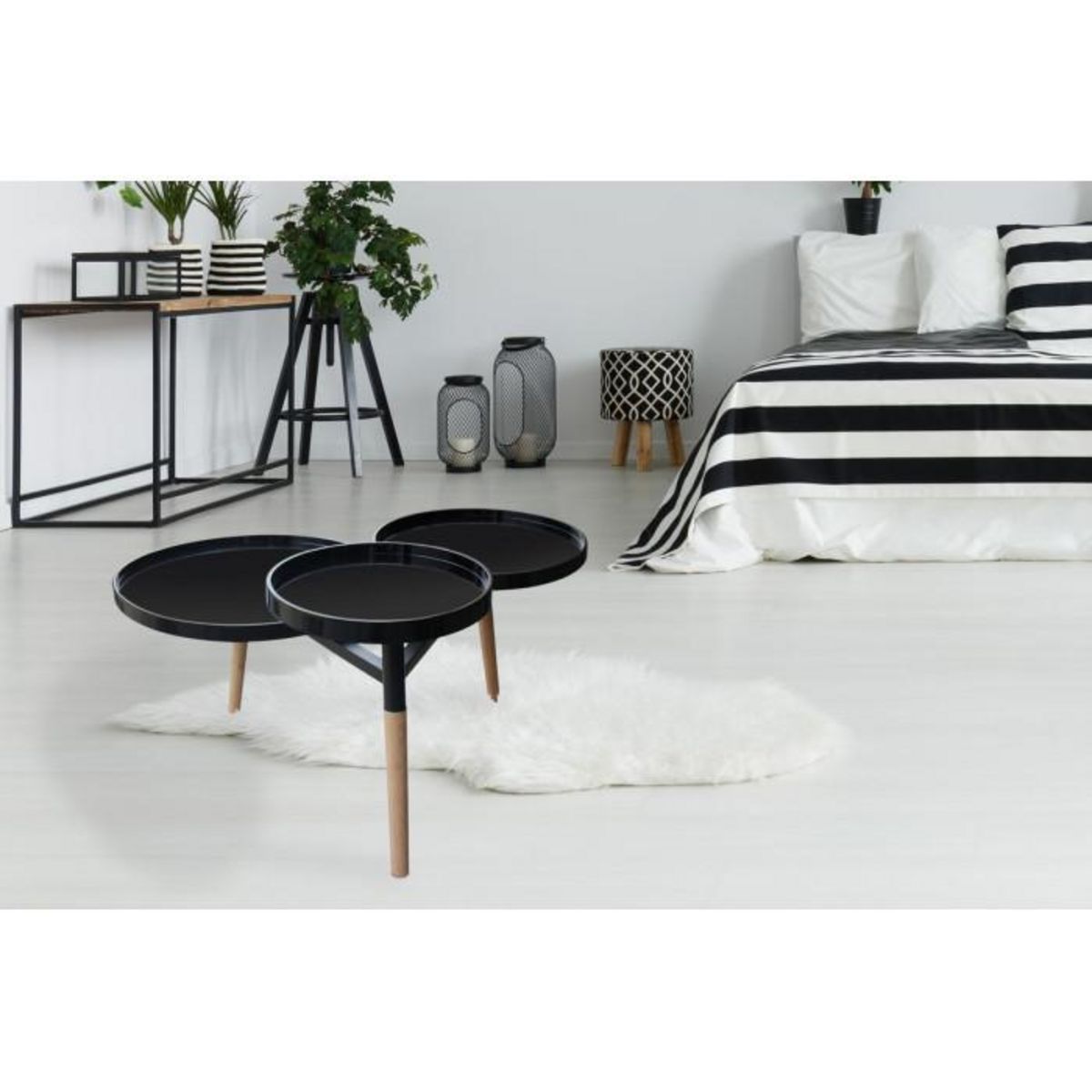 Paris Prix Table d'Appoint Déco  Butler  86cm Noir