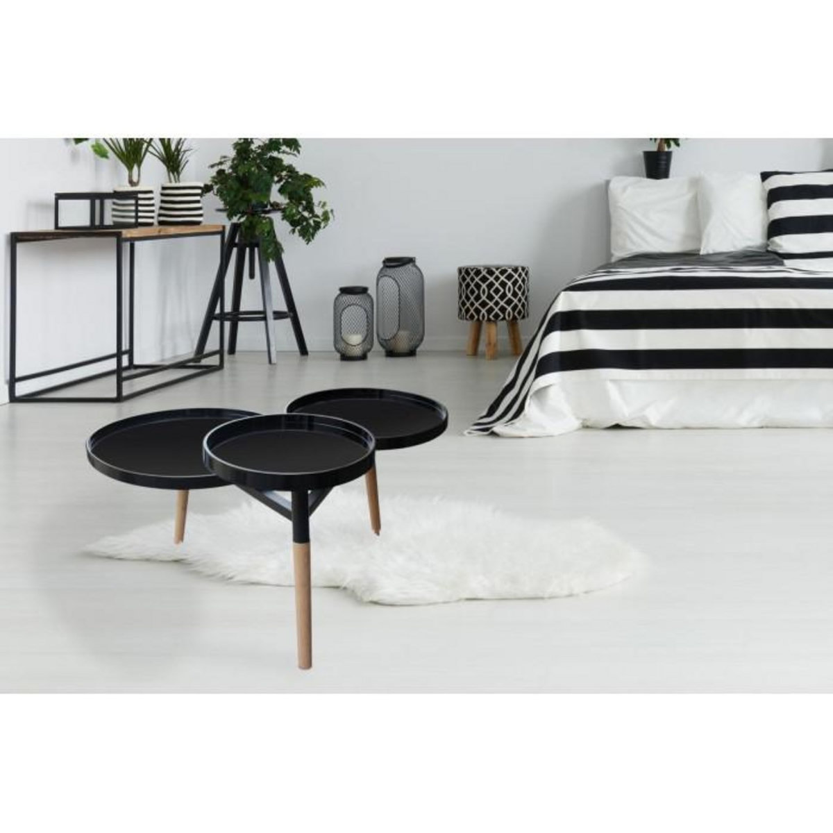 Paris Prix Table d'Appoint Déco  Butler  86cm Noir