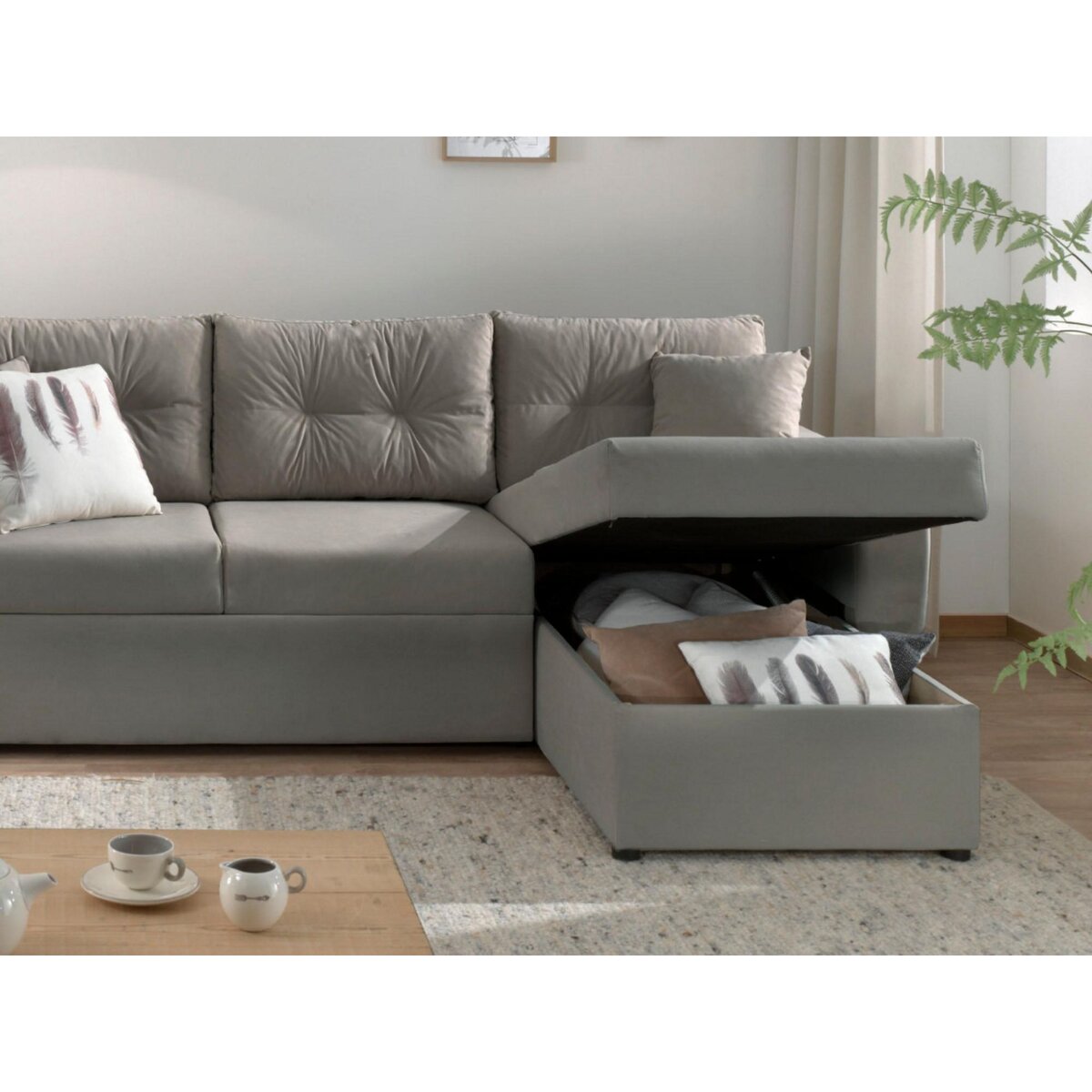 BEST MOBILIER Astoria - canapé d'angle réversible - convertible avec coffre - style contemporain- 4 places