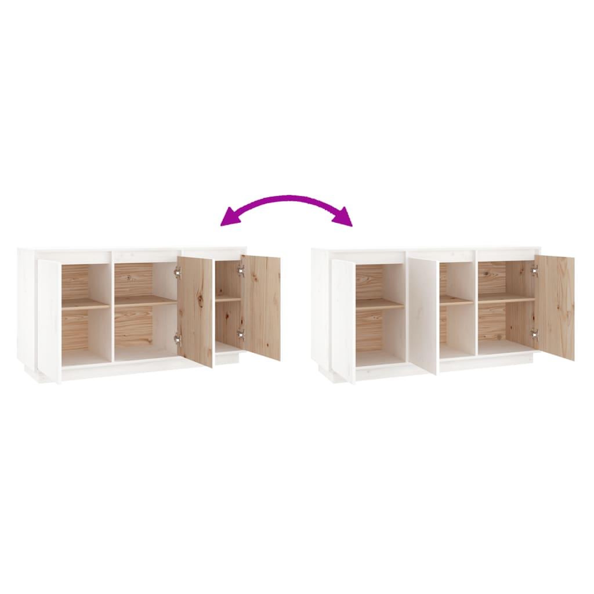 Voir la diapositive 5 : VIDAXL Buffet Blanc 111x34x60 cm Bois massif de pin