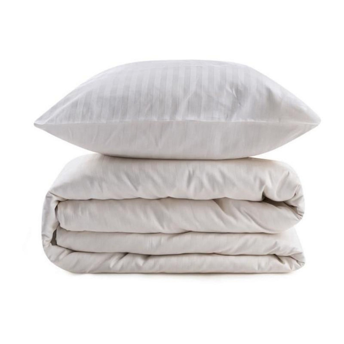 GENERIQUE Parure de lit - 1 housse de couette 220 x 240 cm + 2 taies d'oreiller 60 x 60 cm - 80% coton, 20% polyester - Creme