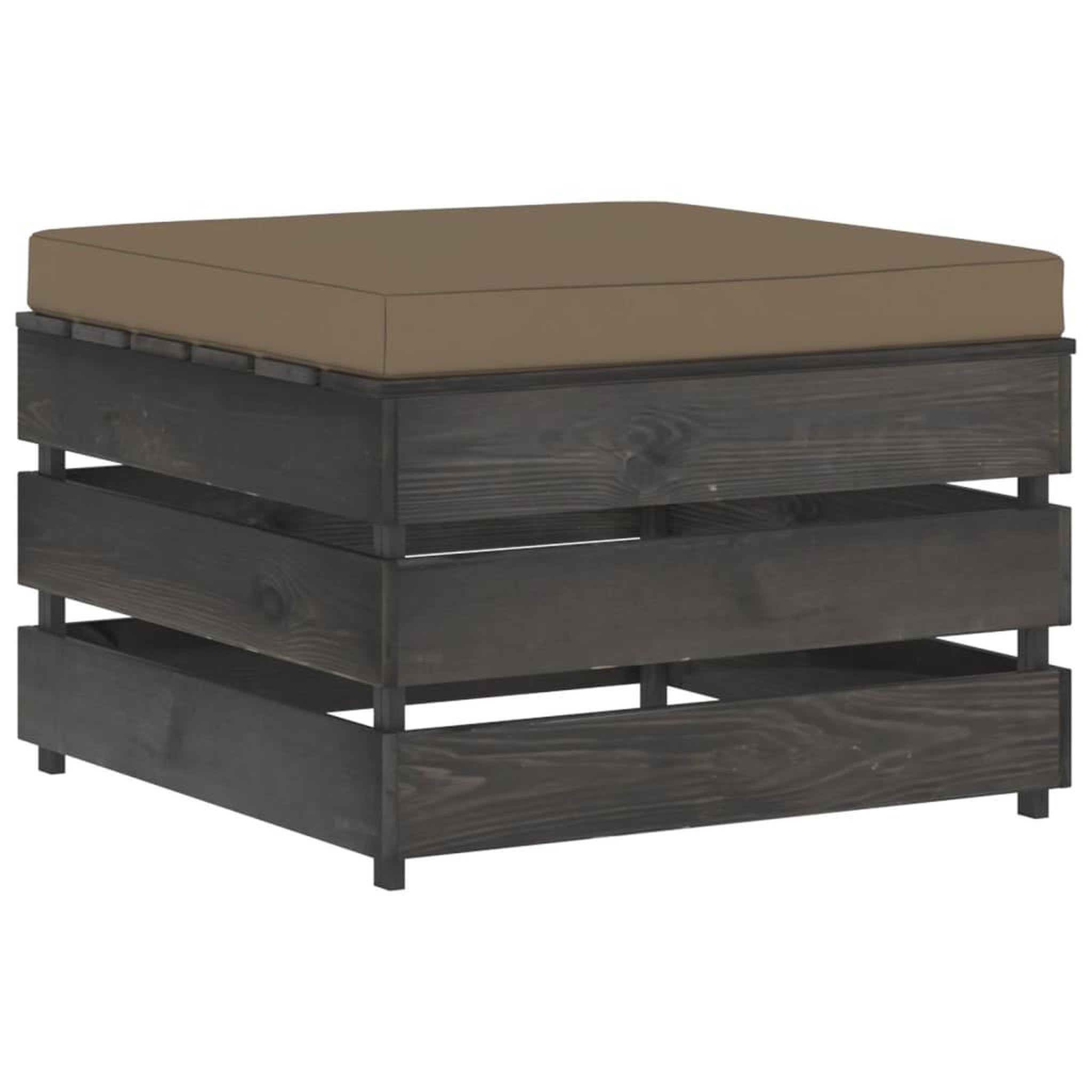 Voir la diapositive 1 : VIDAXL Pouf sectionnel avec coussin Bois impregne de gris