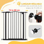 Voir la diapositive 6 : PAWHUT Barrière de sécurité pour chien extensible 74-80 cm -H. 94 cm - sans perçage, double verrouillage - métal noir