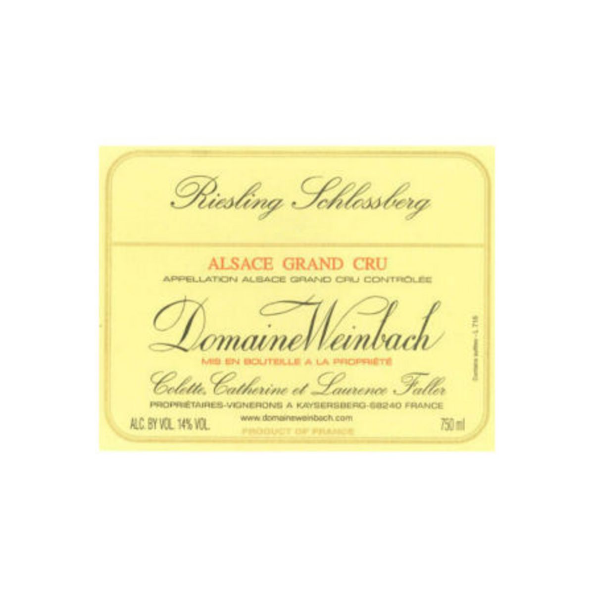 Domaine Weinbach Riesling Schlossberg Grand Cru Blanc 2011