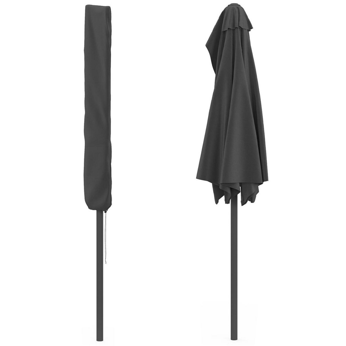 ID MARKET Demi parasol de balcon CORTE gris 2,7x1,35 M avec housse