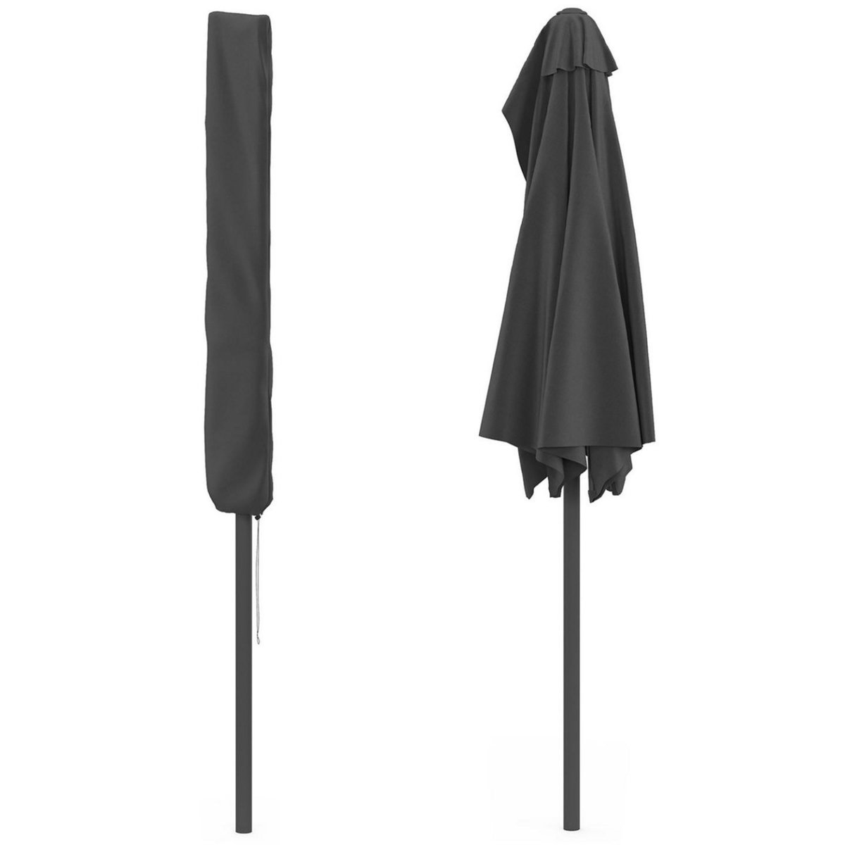 ID MARKET Demi parasol de balcon CORTE gris 2,7x1,35 M avec housse