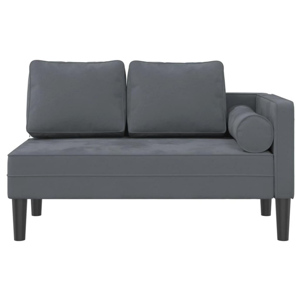 VIDAXL Chaise longue avec coussins gris fonce velours