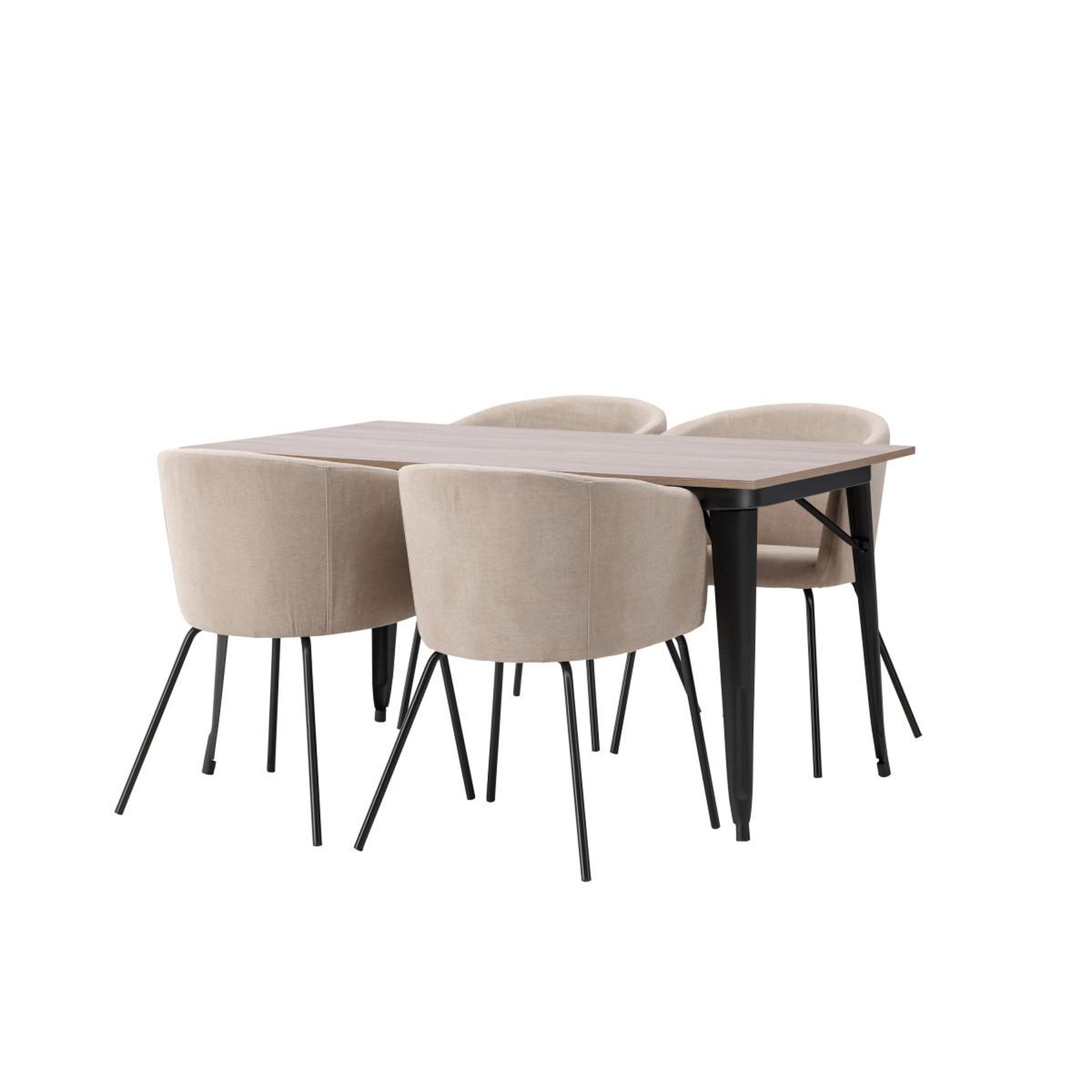 Voir la diapositive 3 : Paris Prix Ensemble table à manger & 4 chaises  tempe & berit  140cm naturel & beige