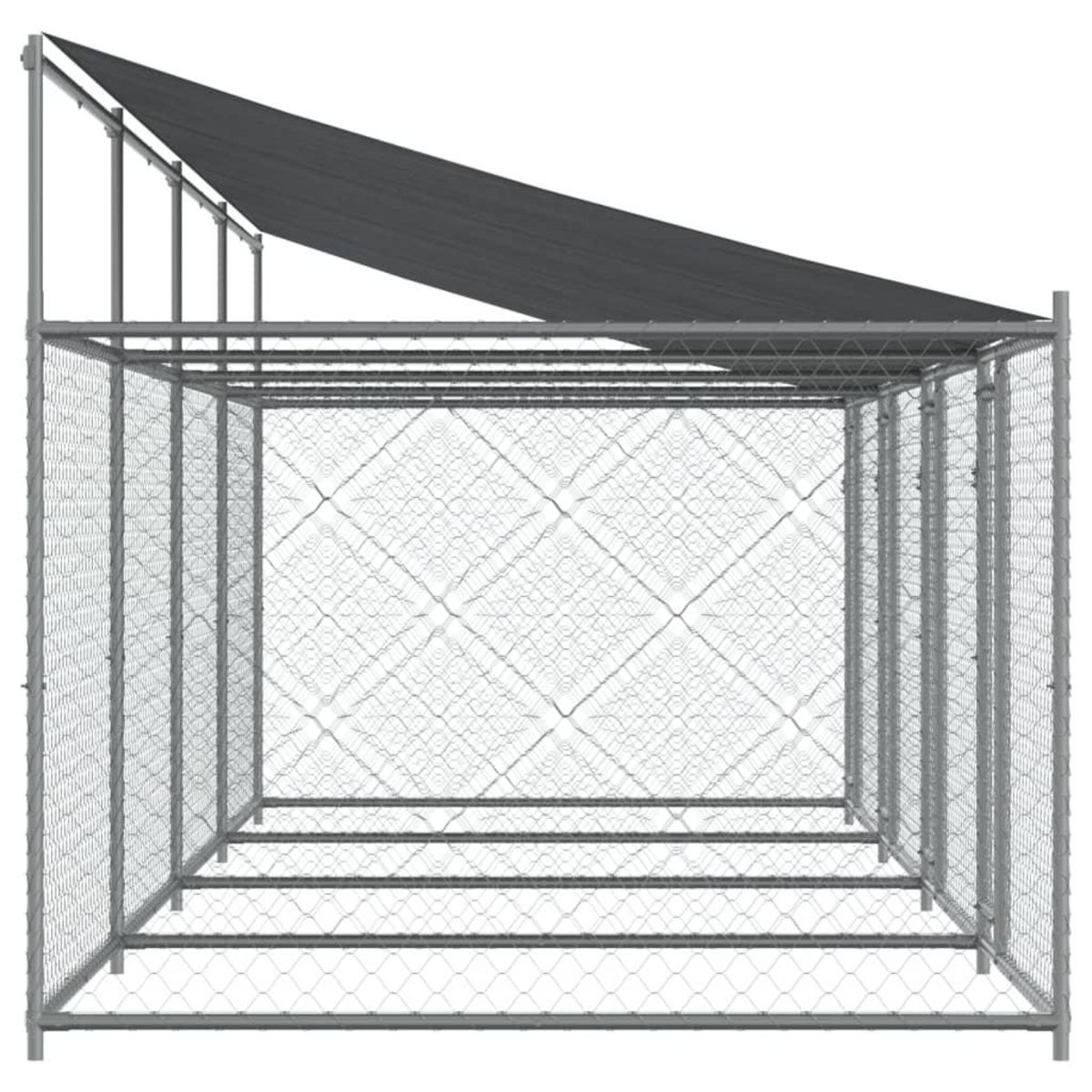 VIDAXL Cage pour chien avec toit et portes gris 8x2x2m acier galvanise
