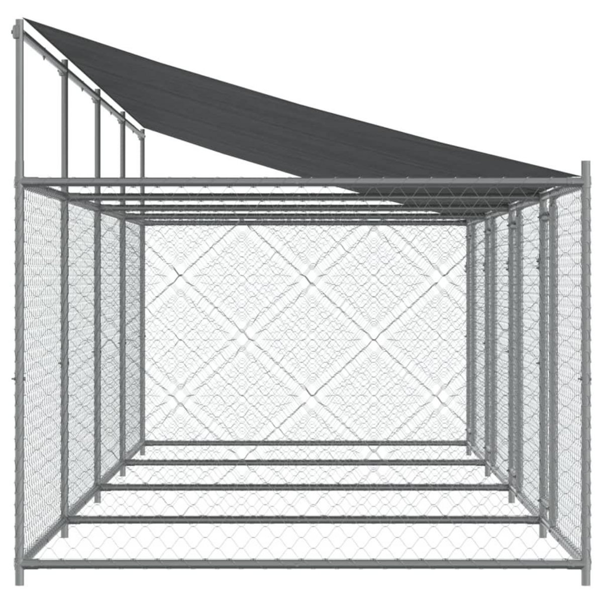 VIDAXL Cage pour chien avec toit et portes gris 8x2x2m acier galvanise