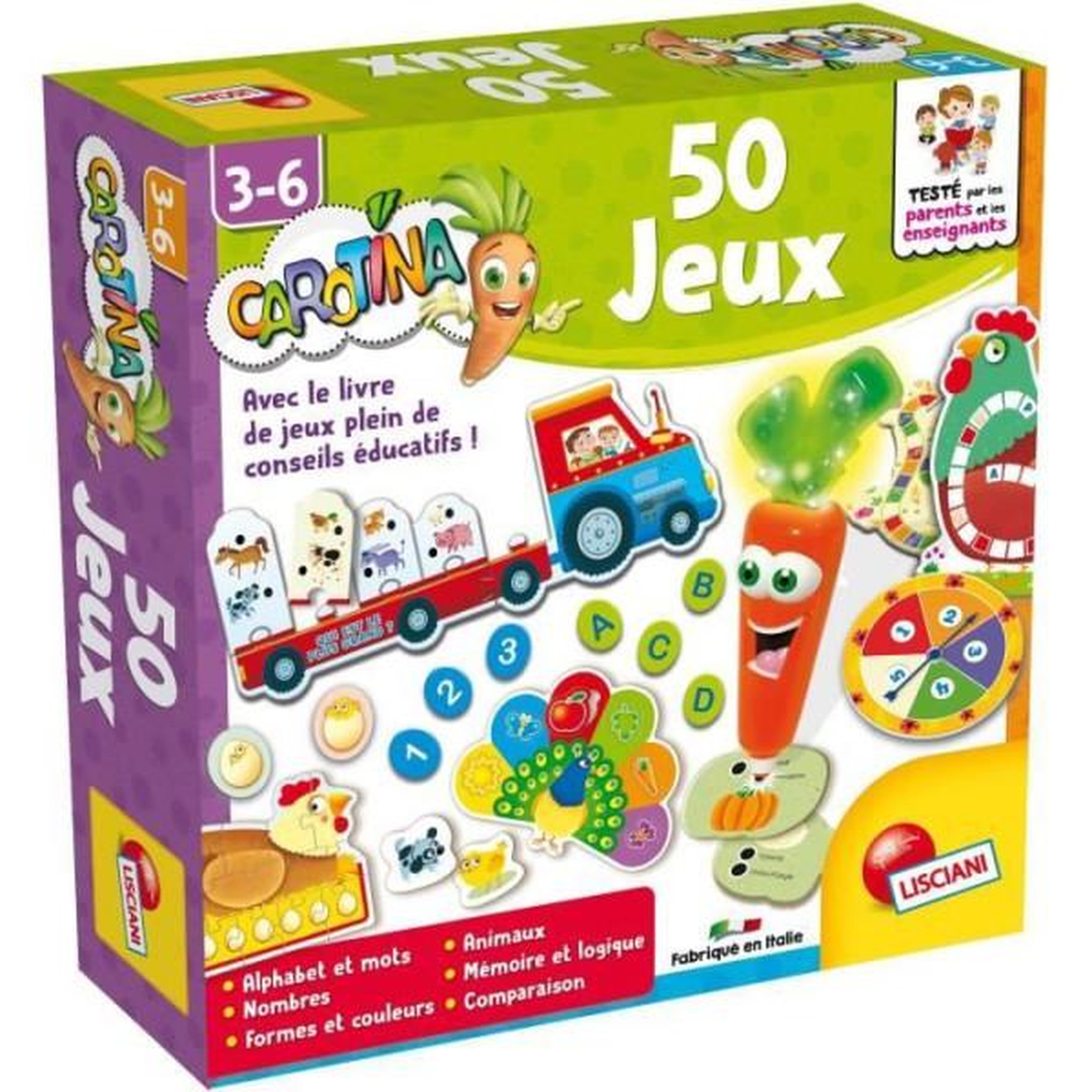 LISCIANI GIOCHI Coffret de jeux éducatif - LISCIANI GIOCHI - Carotina 50 jeux - Rouge - Présence parentale - 3 ans et plus