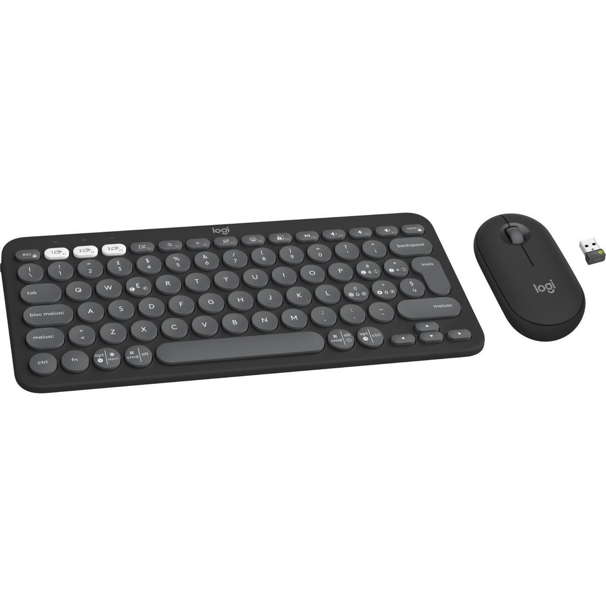 Voir la diapositive 3 : Logitech Logitech pebble 2 combo clavier souris incluse rf sans fil + bluetooth qwerty italien graphite