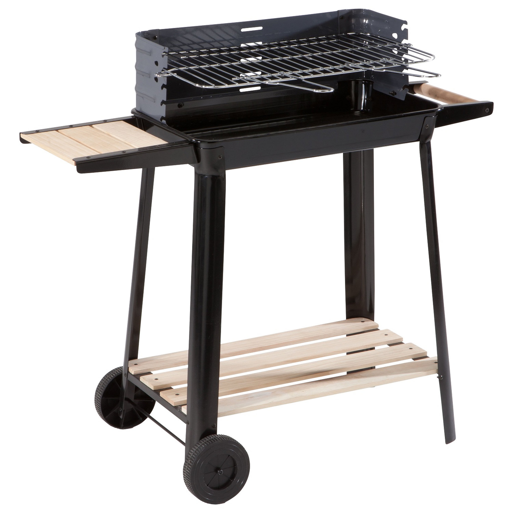 Voir la diapositive 1 : GARDENSTAR Barbecue charbon avec roues - Acier - 79x78.5x43.5cm