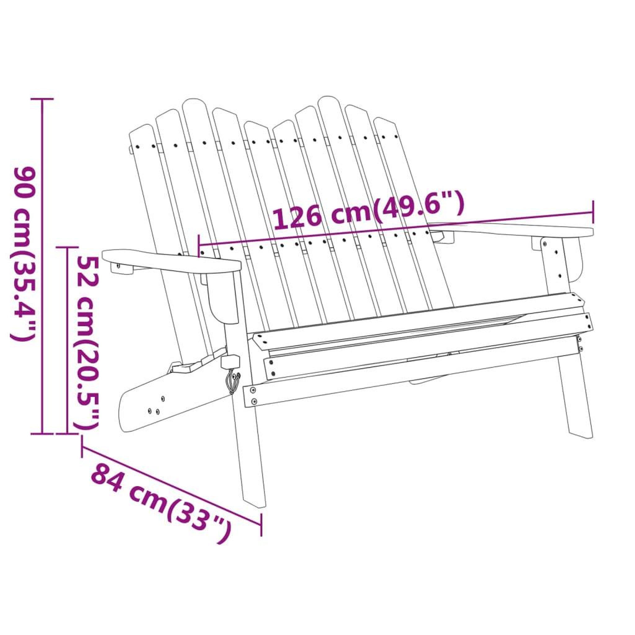 Voir la diapositive 6 : VIDAXL Banc de jardin Adirondack 126 cm bois massif d'acacia