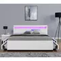 CONCEPT USINE Cadre de lit en PU blanc avec rangements et LED intégrées 140x190 cm ENFIELD