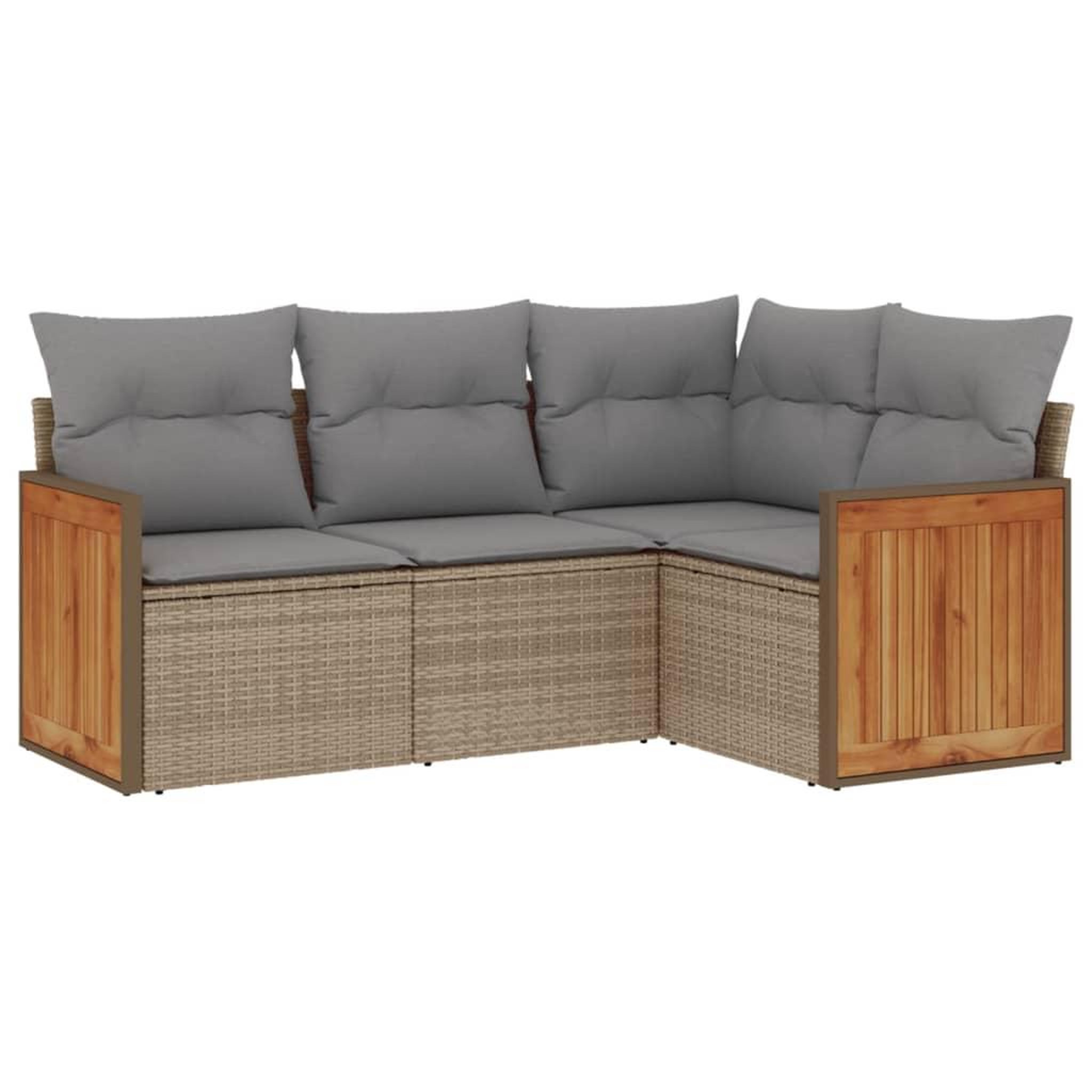 Voir la diapositive 2 : VIDAXL Salon de jardin avec coussins 4 pcs beige resine tressee