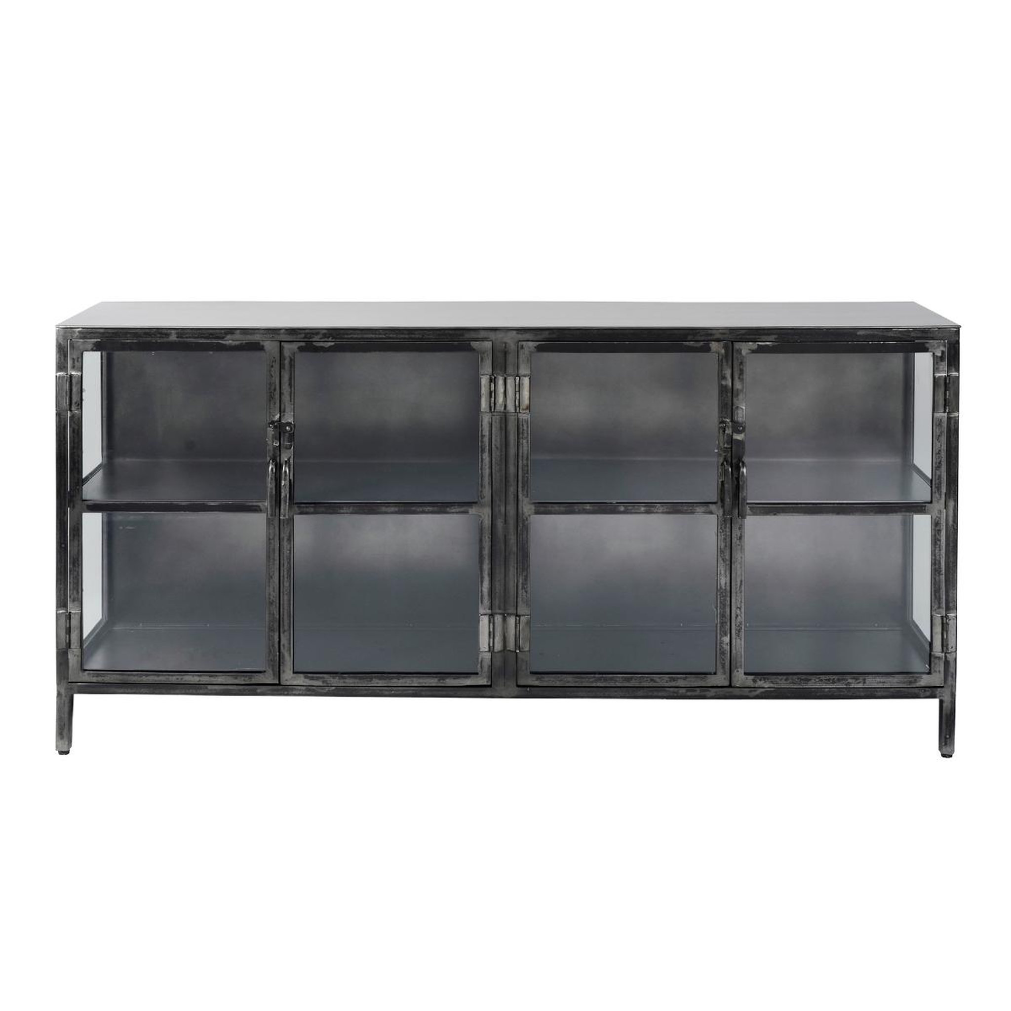 JLC KREATION Buffet bas industriel 180 en métal avec portes vitrées IRON