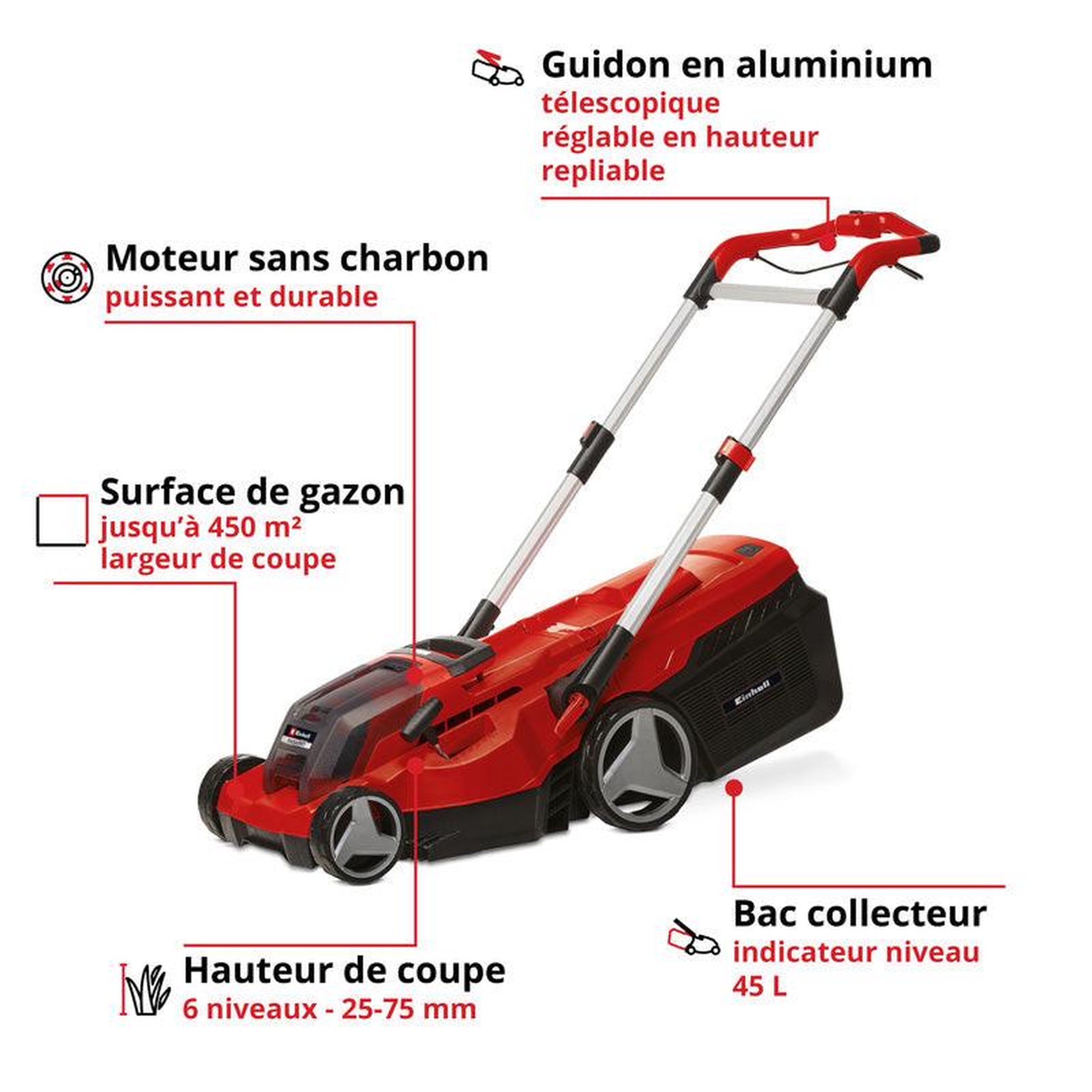 Voir la diapositive 2 : Einhell Tondeuse à gazon sans fil RASARRO