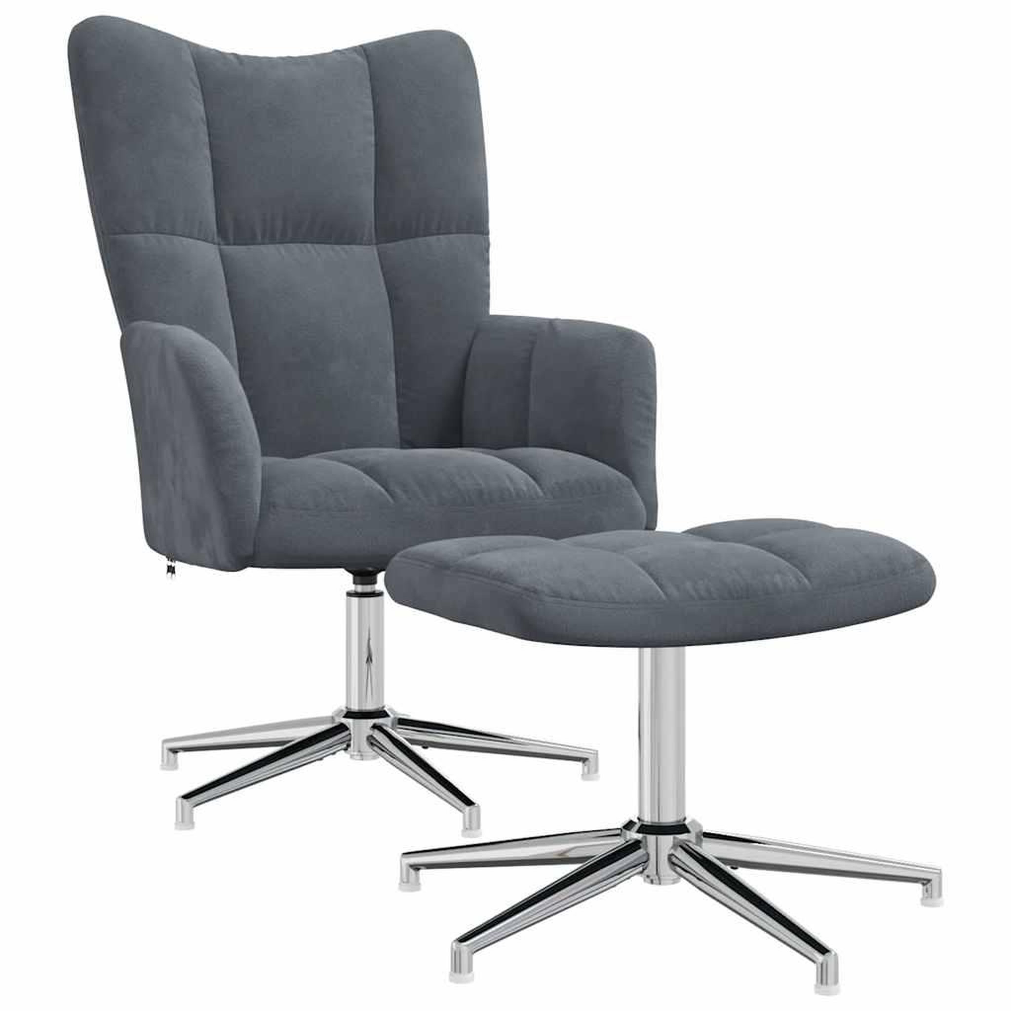 Voir la diapositive 2 : VIDAXL Chaise de relaxation avec tabouret Gris fonce Velours