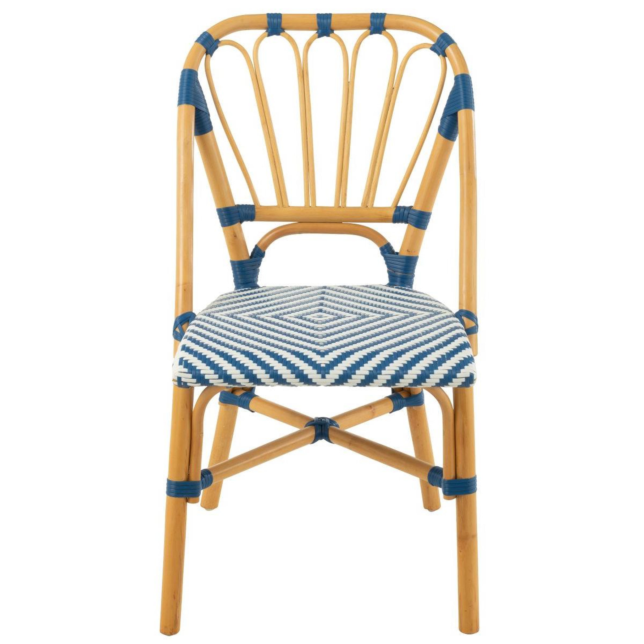 Voir la diapositive 2 : J-LINE Chaise en rotin  danial  85cm bleu