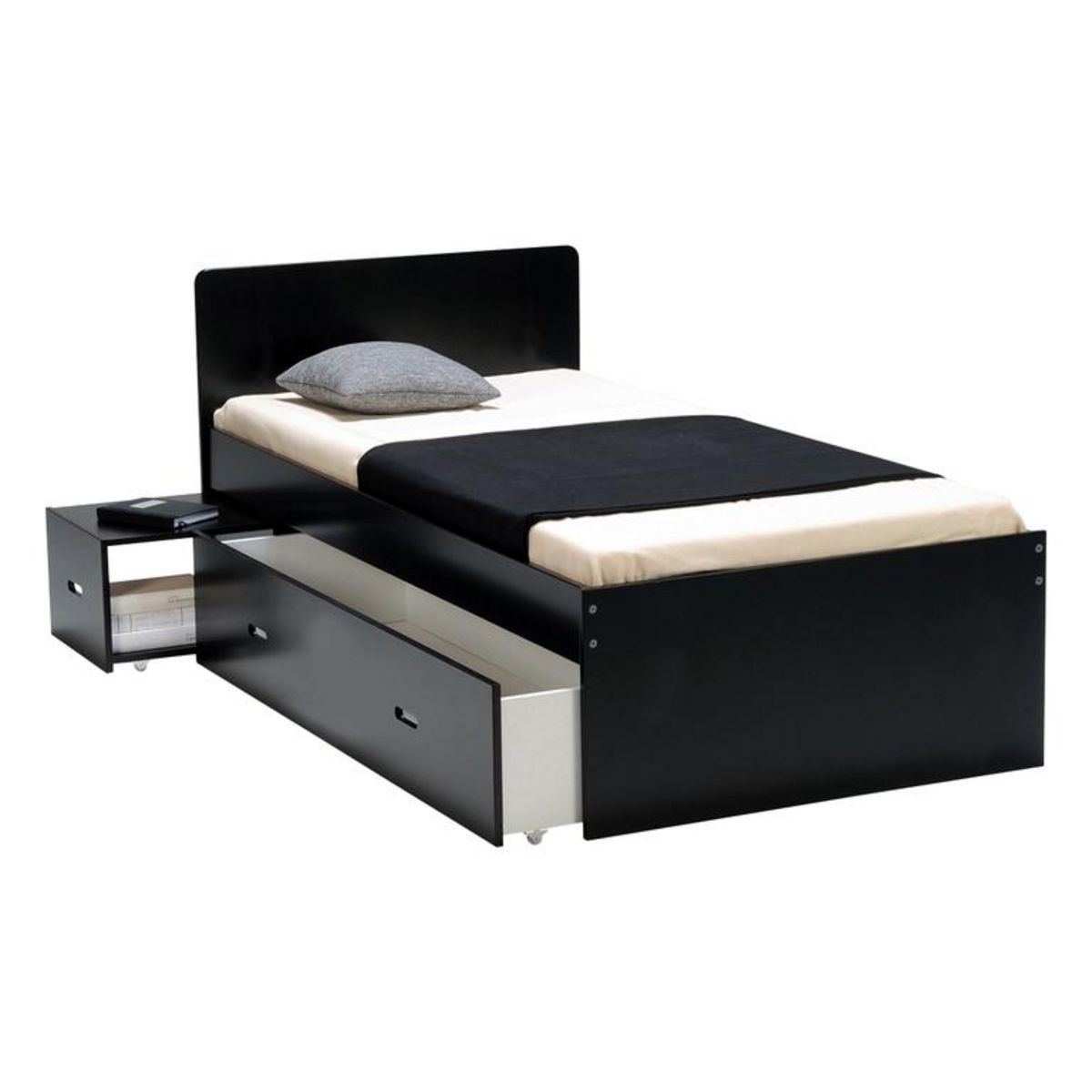 Lit enfant XENA 90 x 190 cm avec chevet et tiroir