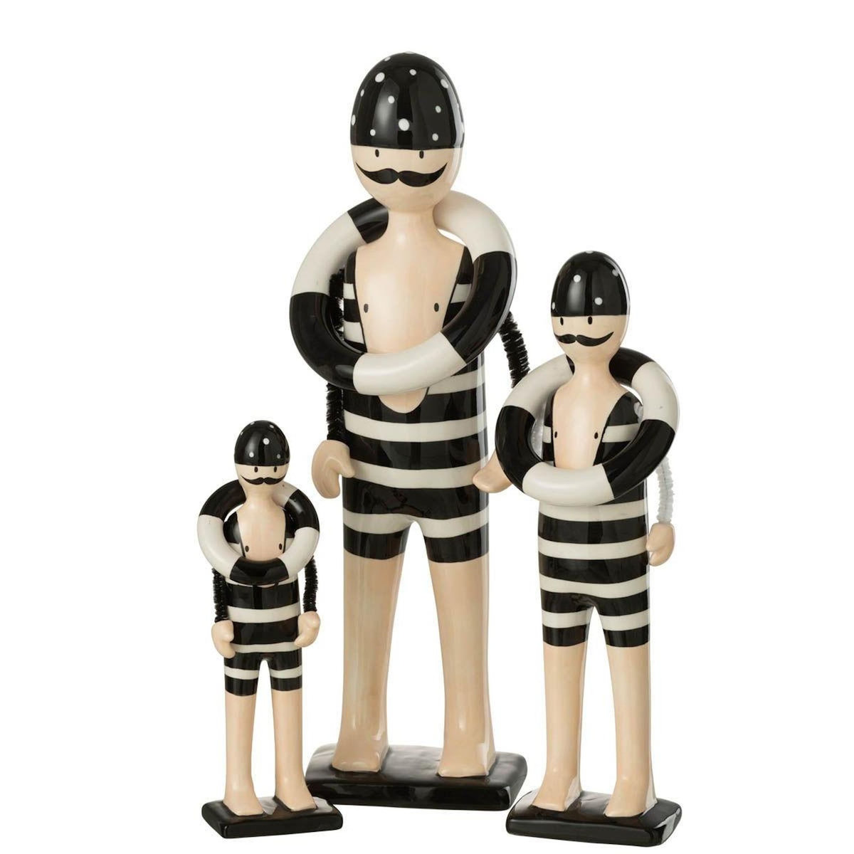 Paris Prix Statuette Déco  Nageur Bouée  34cm Noir & Blanc
