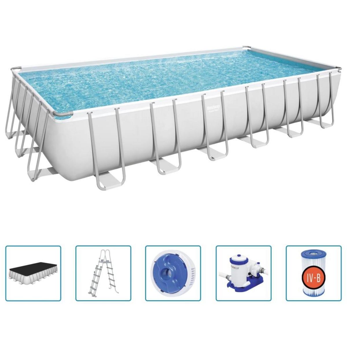 BESTWAY Bestway Ensemble de piscine Power Steel Rectangulaire 732x366x132 cm