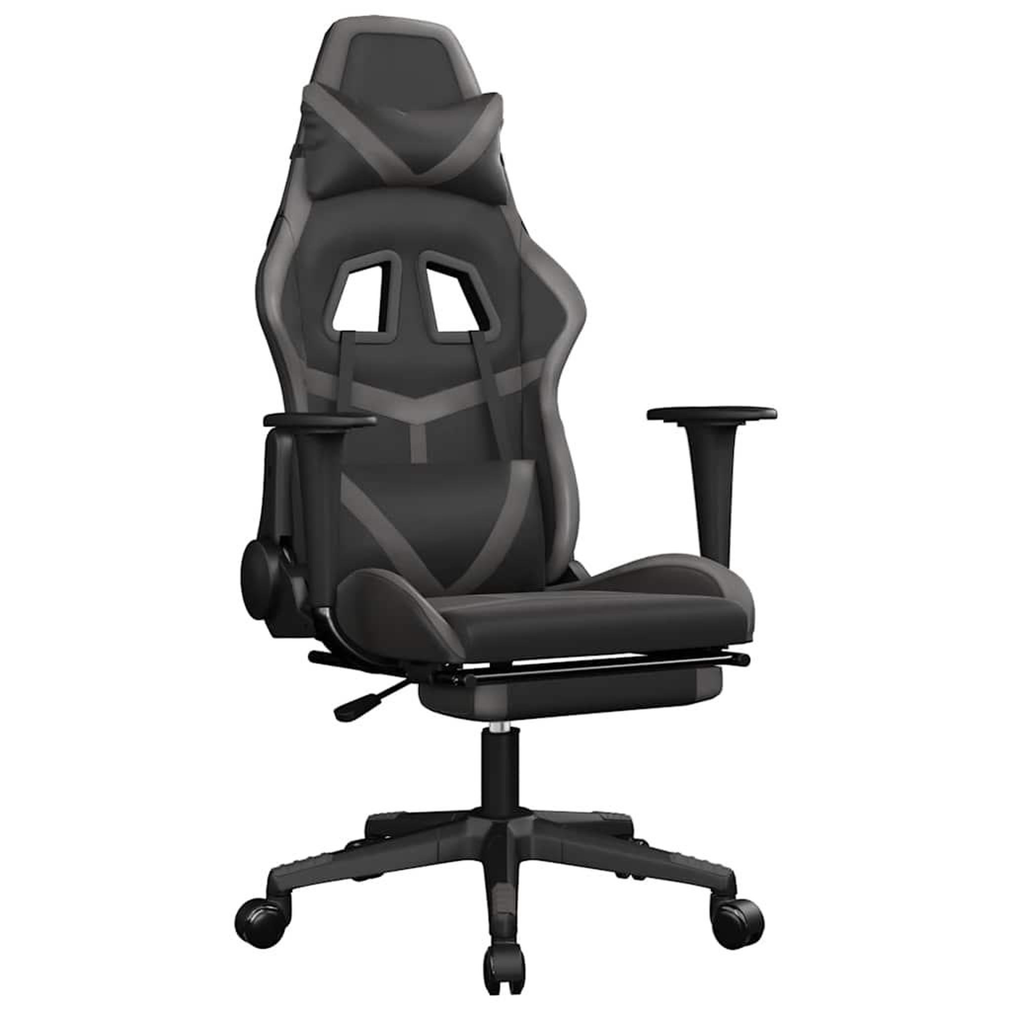 Voir la diapositive 2 : VIDAXL Chaise de jeu de massage avec repose-pied Noir&Gris Similicuir