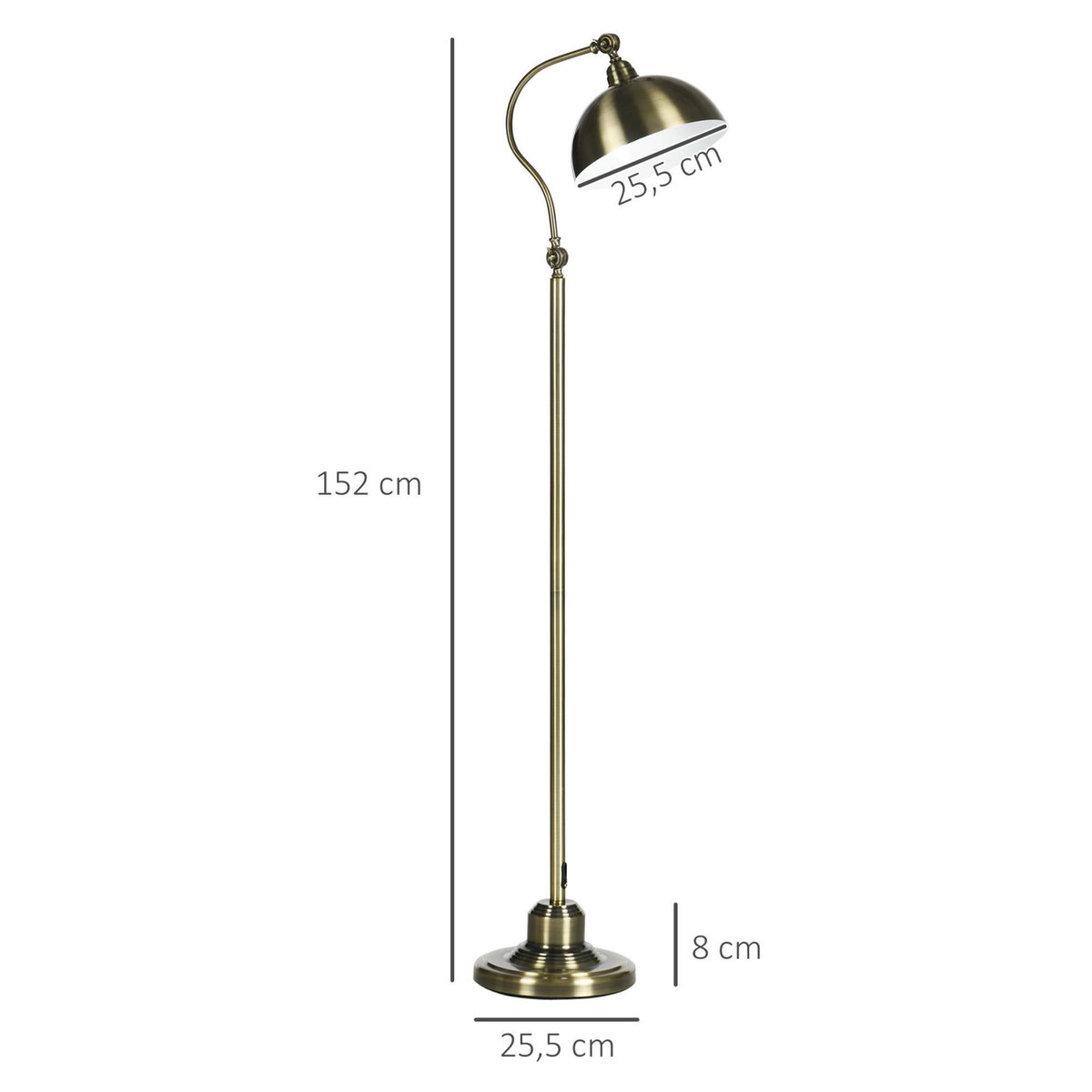 HOMCOM Lampadaire style néo-rétro effet laiton - abat-jour réglable - H.152 cm
