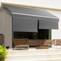 Voir la diapositive 3 : ID MARKET Store banne manuel 3x2 M gris anthracite lambrequin H.1,50 M