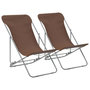 Voir la diapositive 1 : VIDAXL Chaises de plage pliables lot de 2 Acier et tissu oxford Marron