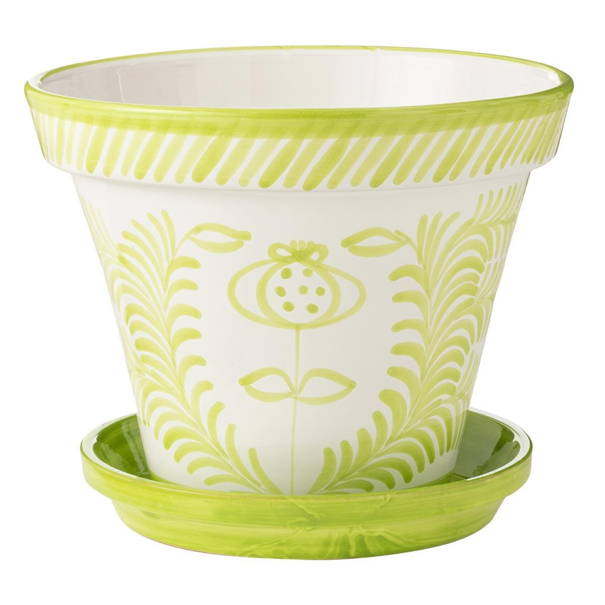 J-LINE Pot avec soucoupe en céramique  granada  50cm vert