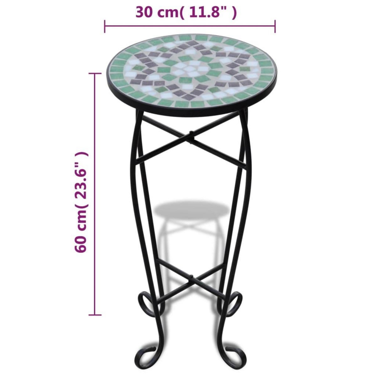 VIDAXL Table d'appoint Mosaïque Vert et blanc