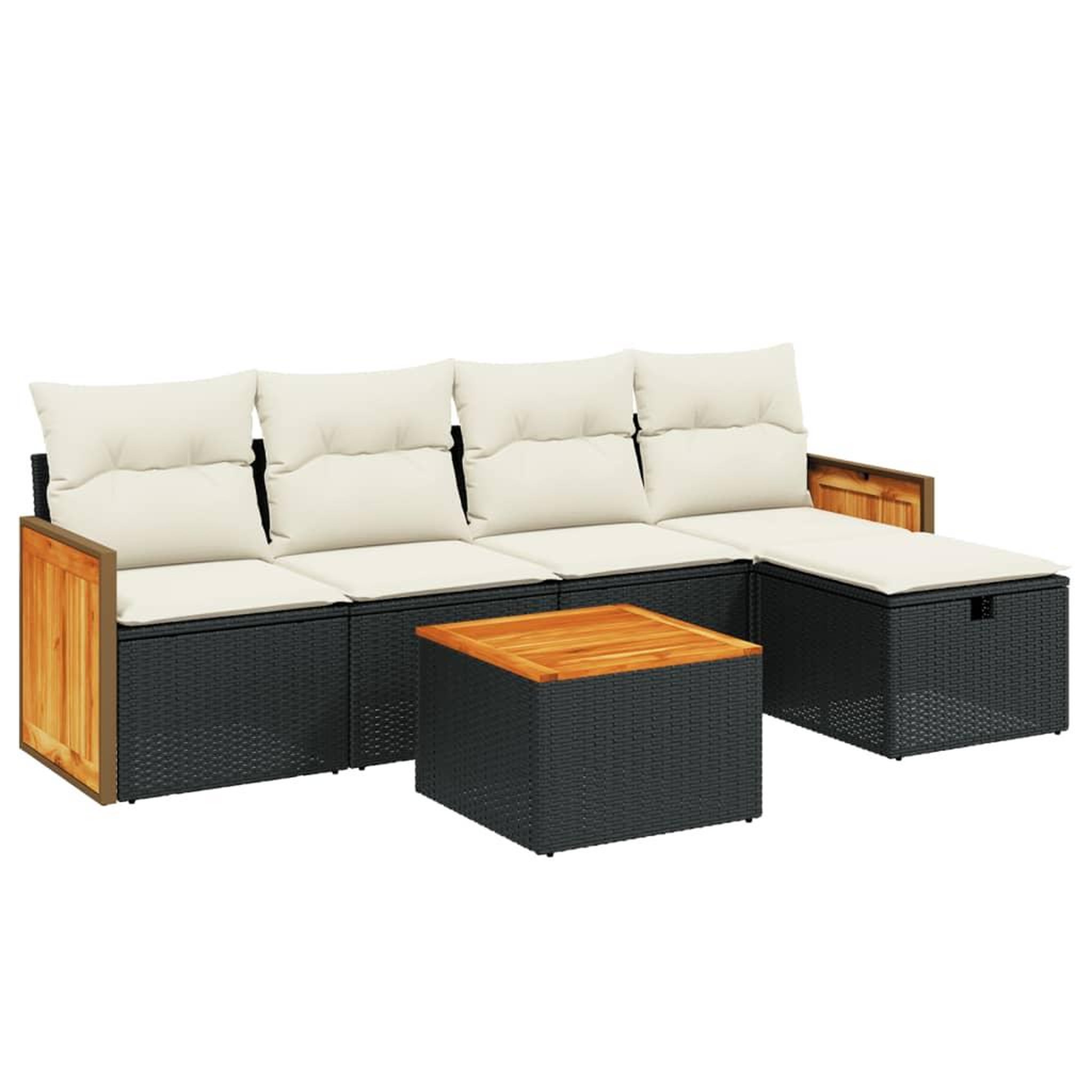 Voir la diapositive 2 : VIDAXL Salon de jardin 6 pcs avec coussins noir resine tressee