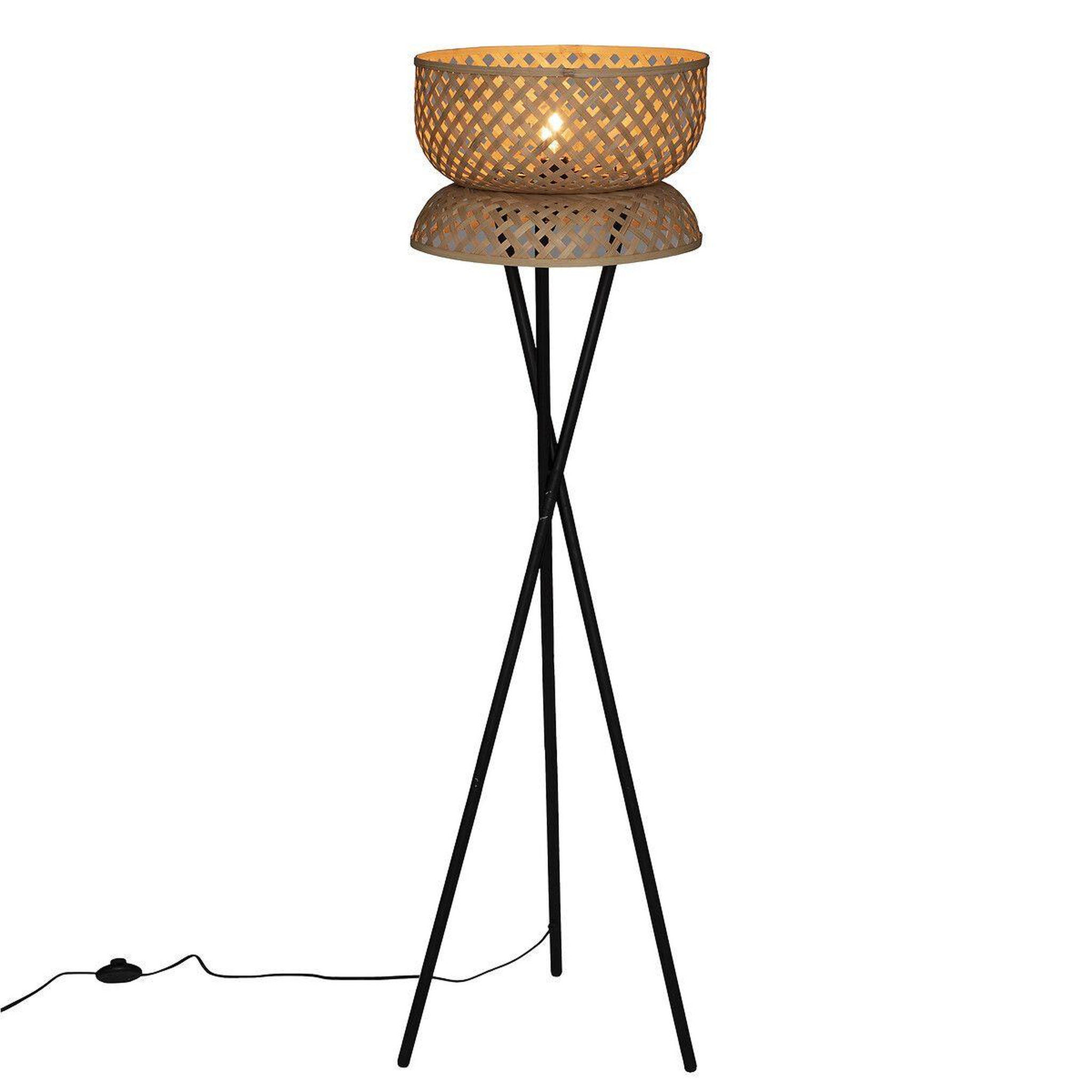Voir la diapositive 4 : ATMOSPHERA Lampadaire trépied en bambou  suny  145cm noir