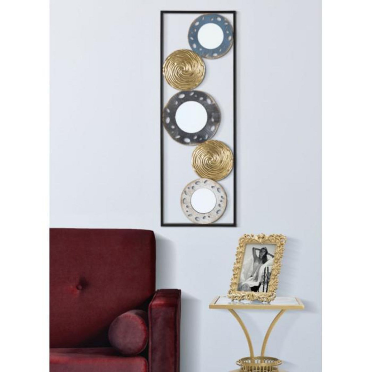 Paris Prix Décoration Murale Encadrée 3 Miroirs  Gloty  90cm Multicolore