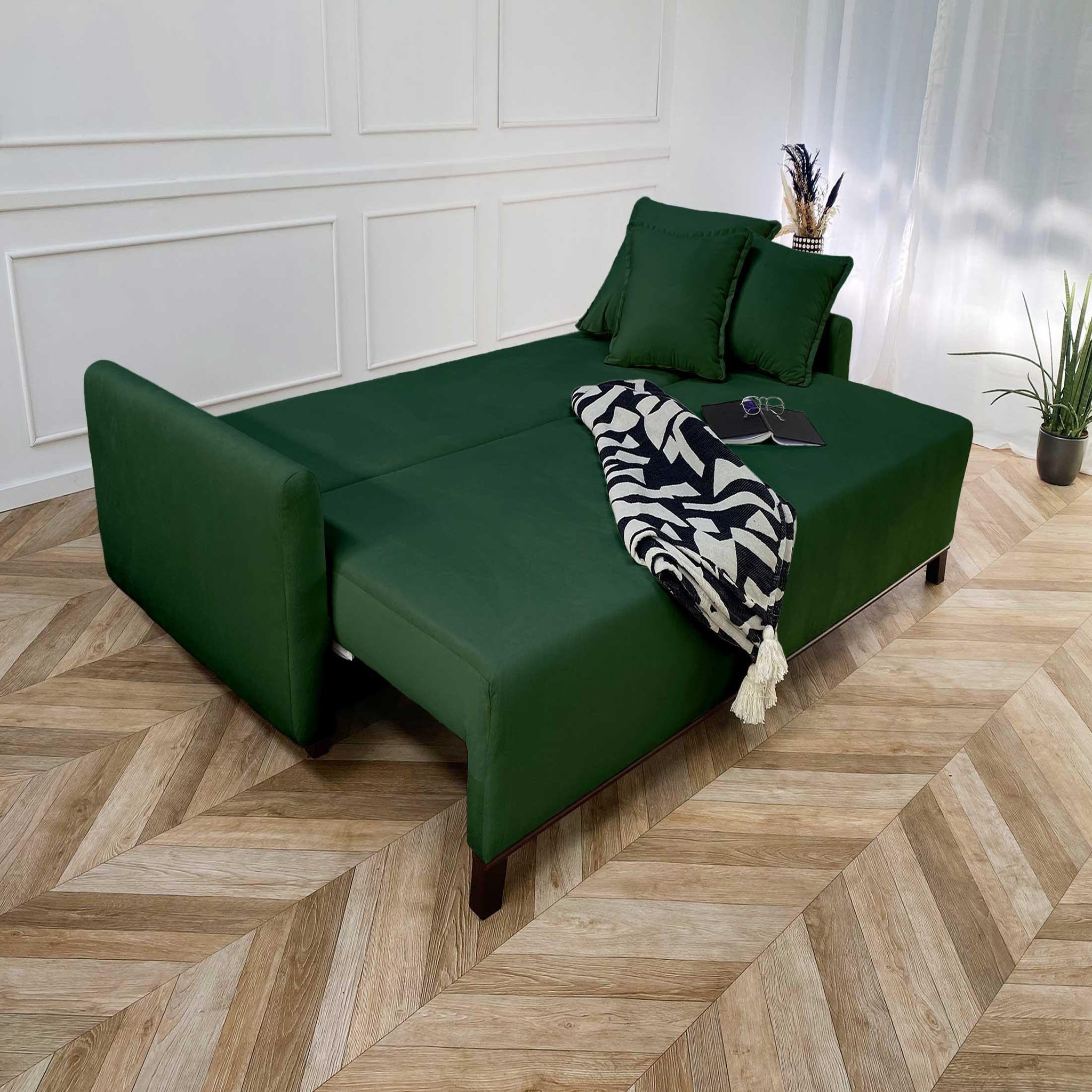 Voir la diapositive 2 : LISA DESIGN Apia - canapé 3 places - convertible avec coffre - en velours