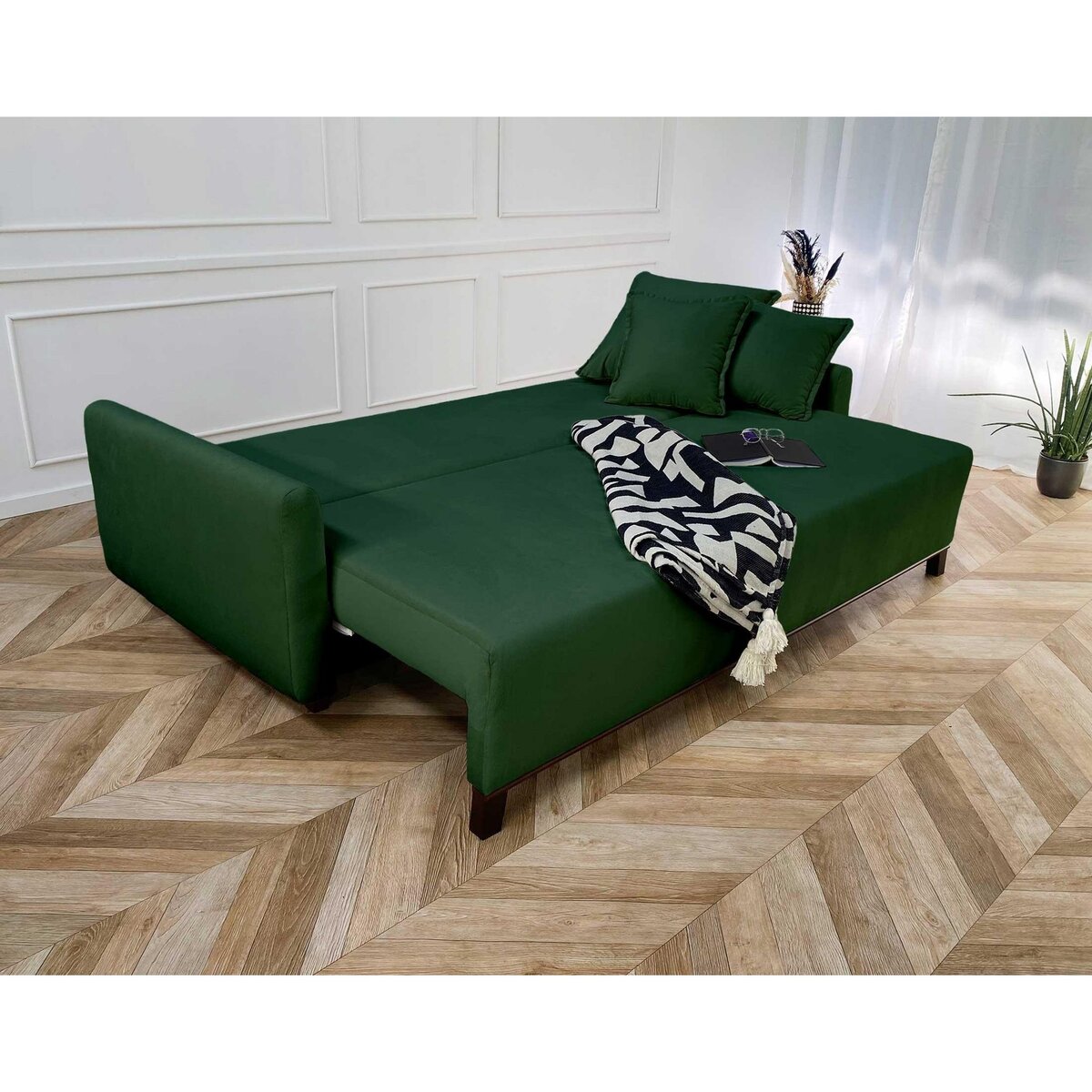 LISA DESIGN Apia - canapé 3 places - convertible avec coffre - en velours