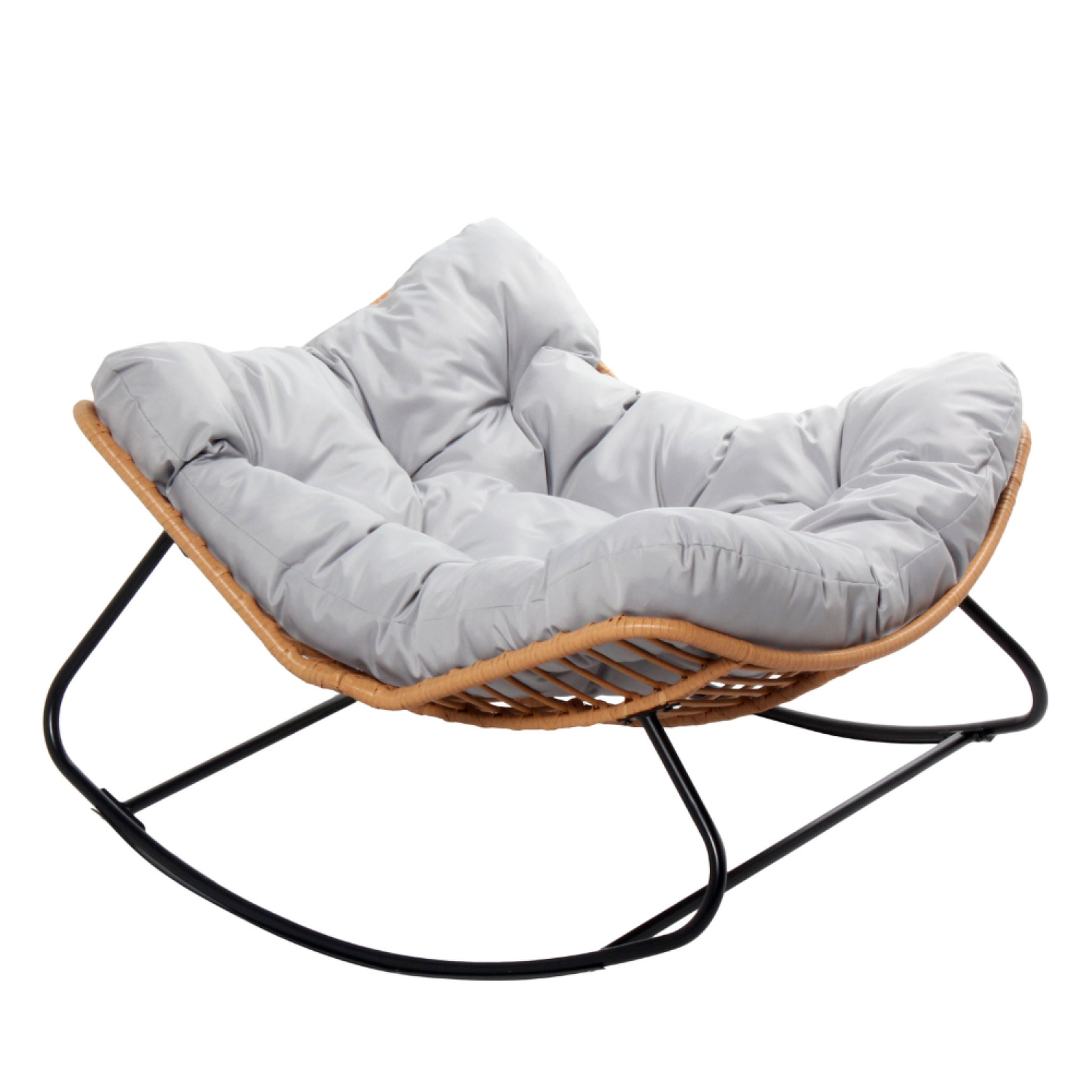 CONCEPT USINE Fauteuil à bascule en résine tressée coussin gris canggu