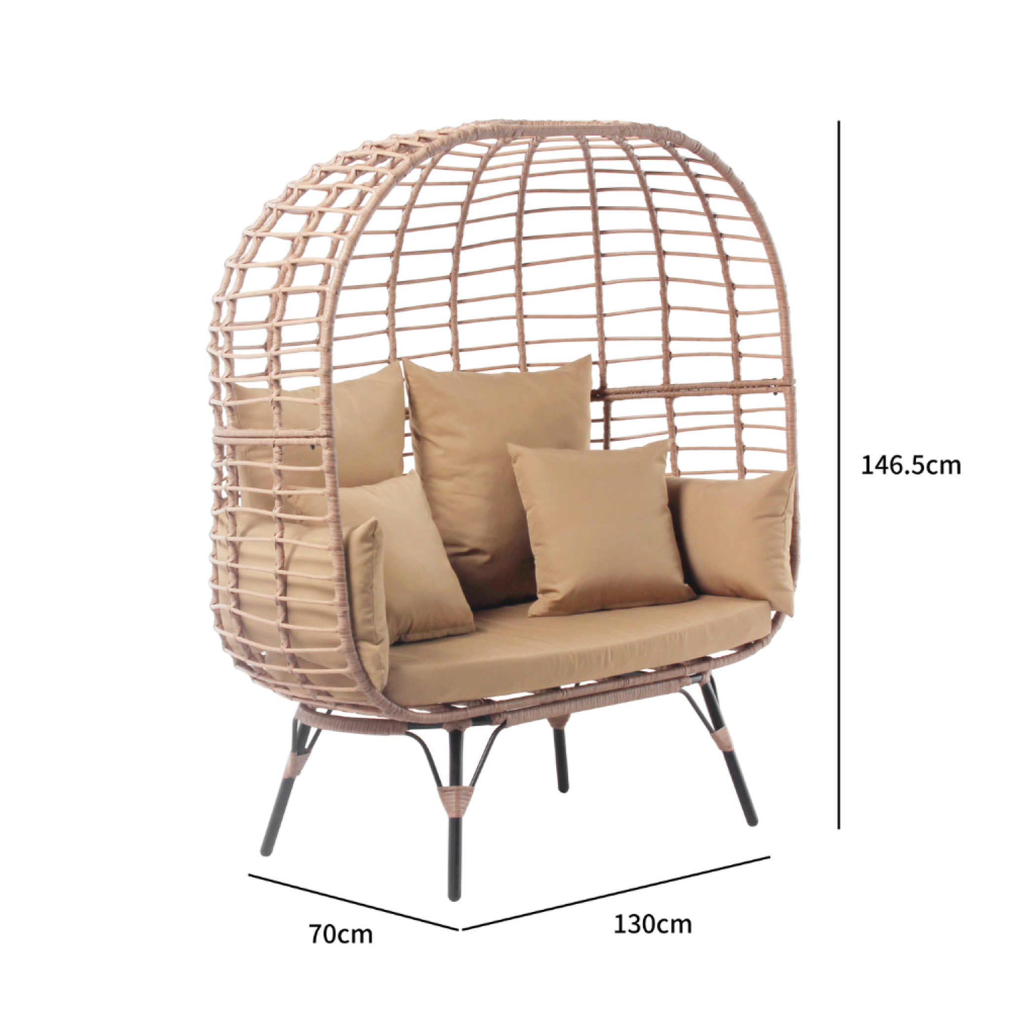 Voir la diapositive 4 : CONCEPT USINE Fauteuil sur pied 2 place en résine effet rotin JANE
